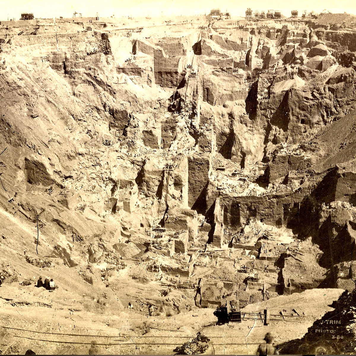 Historical Photograph Inside the Kimbelry Mine in South Africa