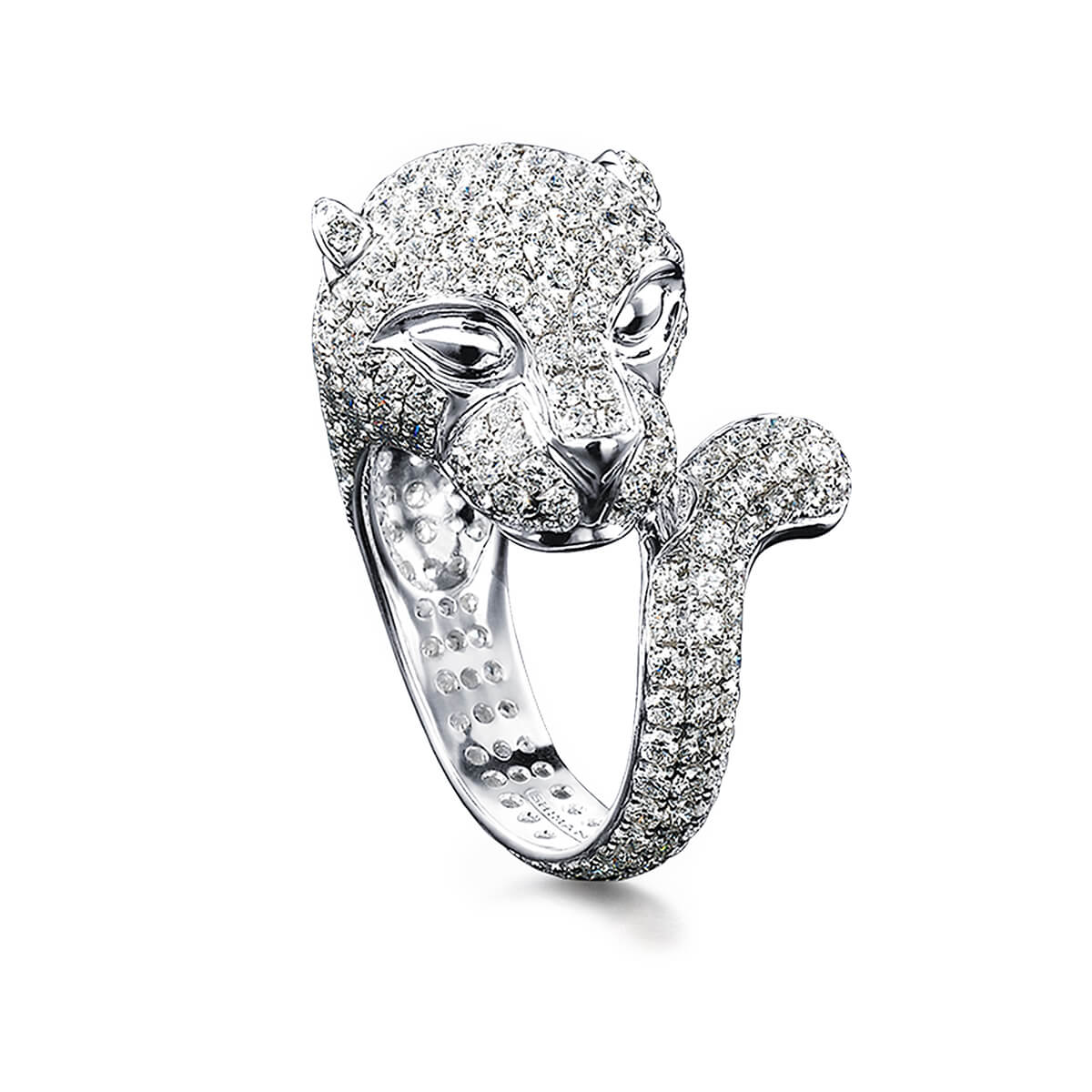 White Diamond Panther Ring Shimansky
