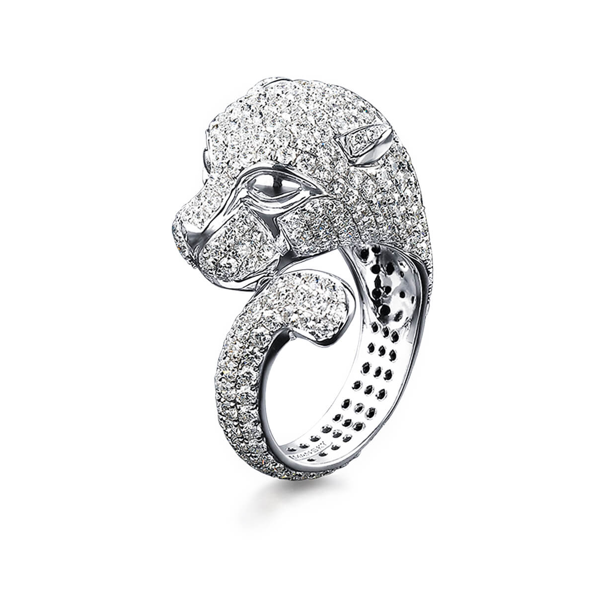 White Diamond Panther Ring Shimansky