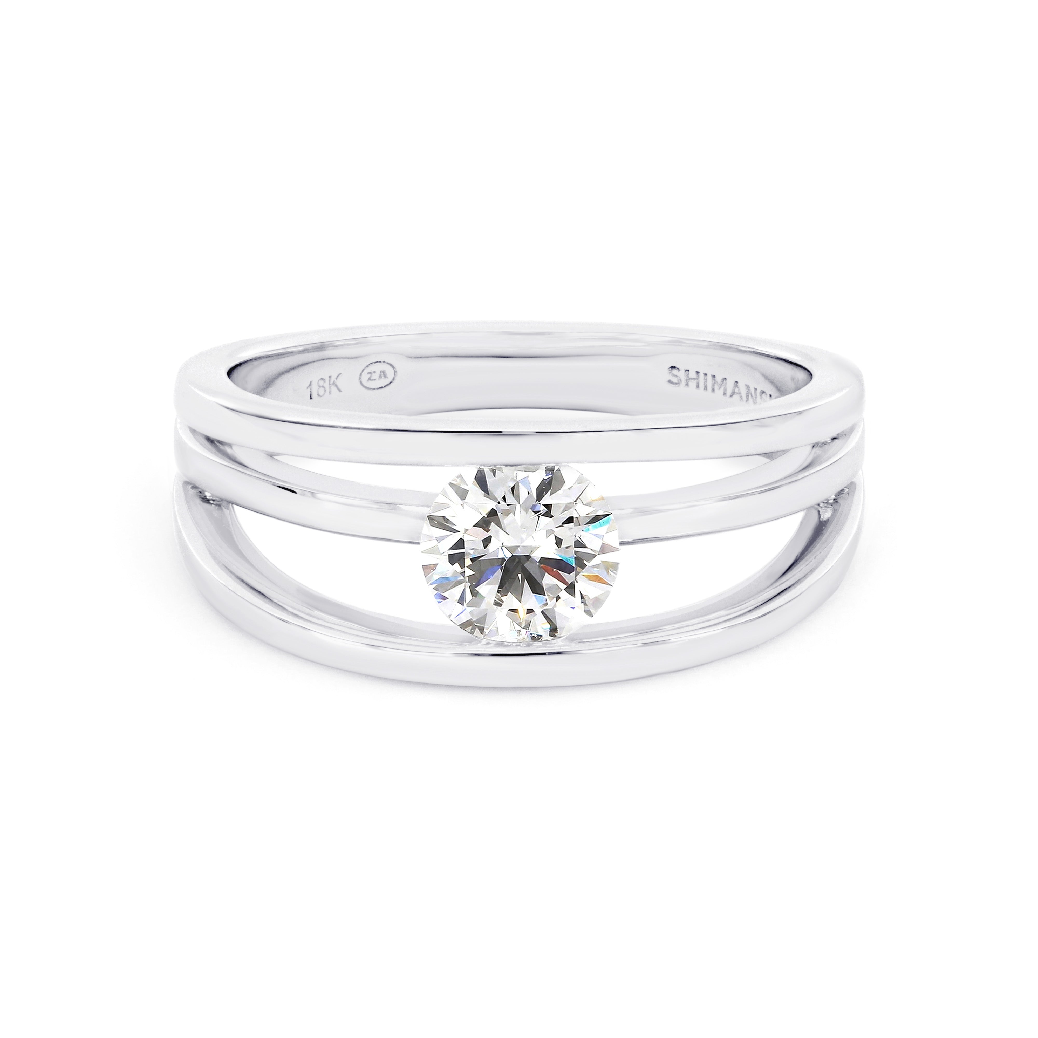 Evolym Diamond Engagement Ring 0.70 Carat in 18K White Gold Front View