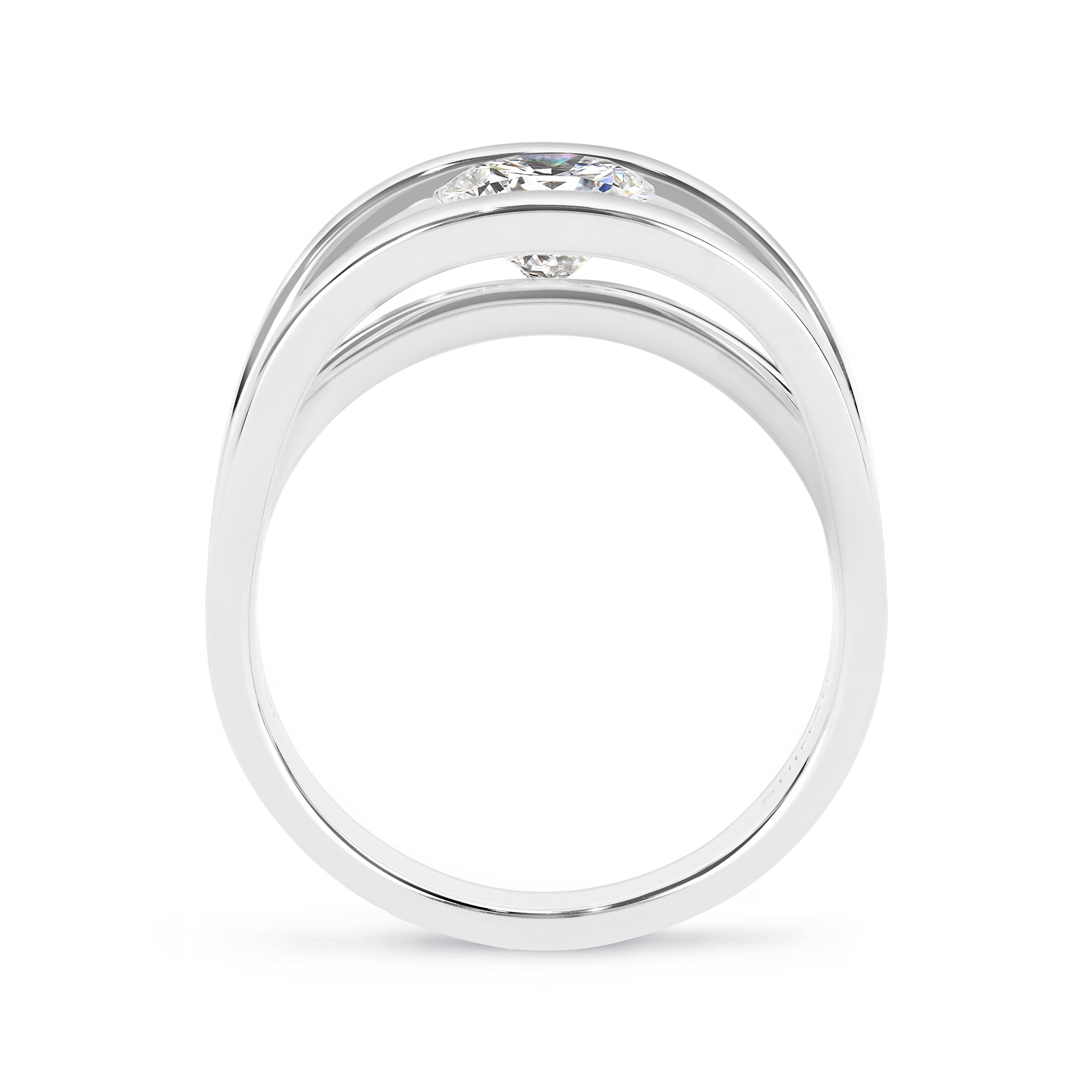 Evolym Diamond Engagement Ring 0.70 Carat in 18K White Gold Side View