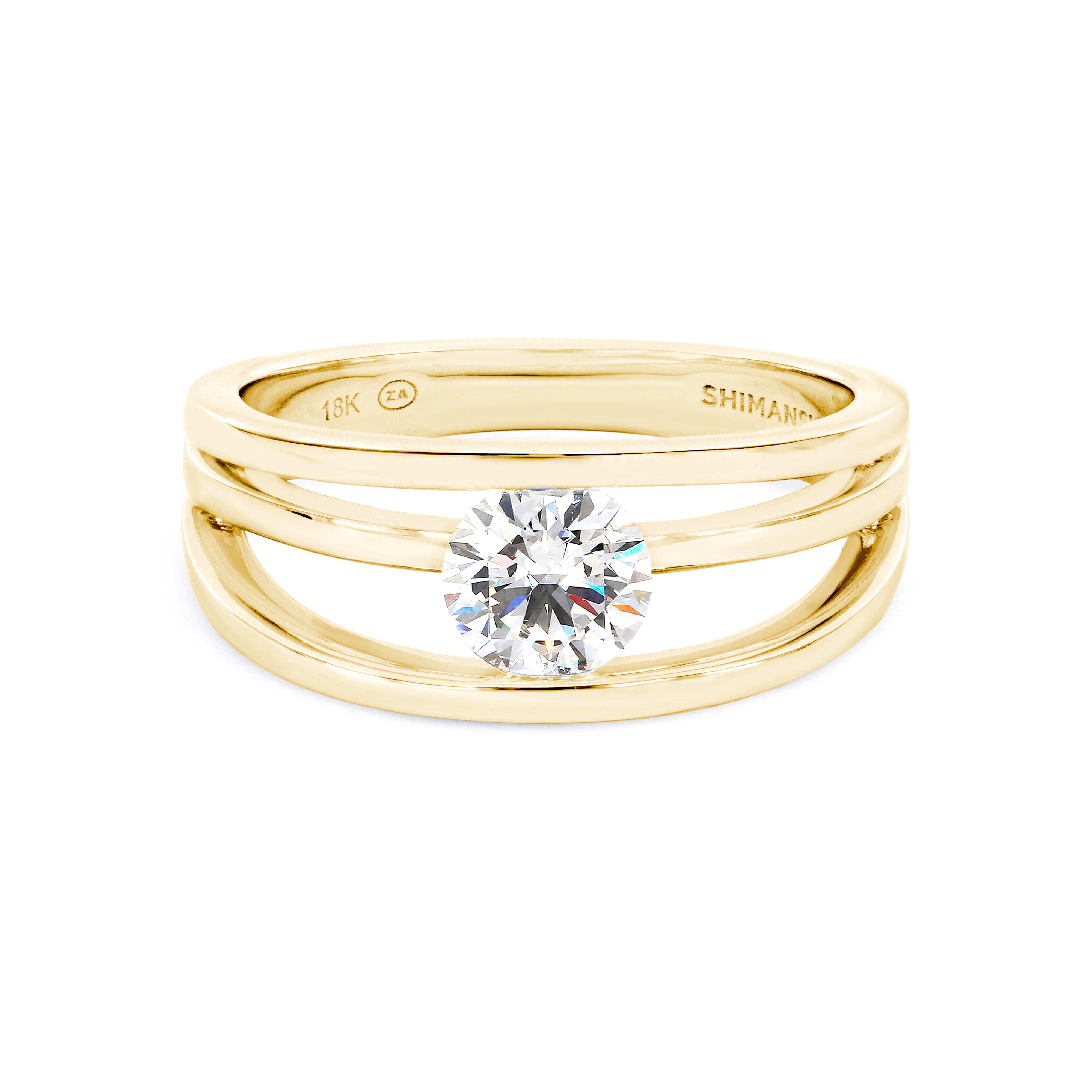 Evolym Diamond Engagement Ring 0.70 Carat in 18K Yellow Gold Front View