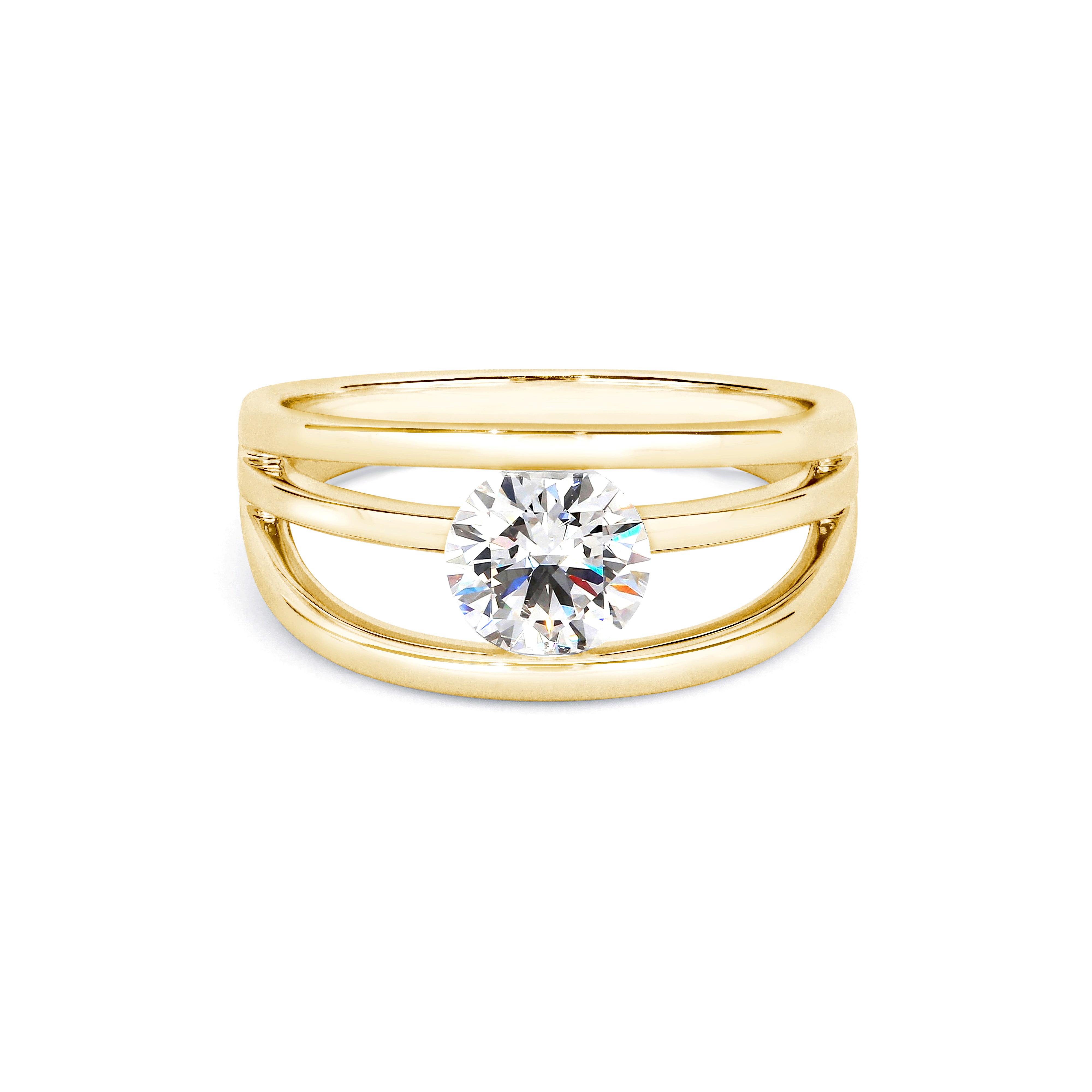 Evolym Diamond Engagement Ring 1.00 Carat in 18K Yellow Gold Front View