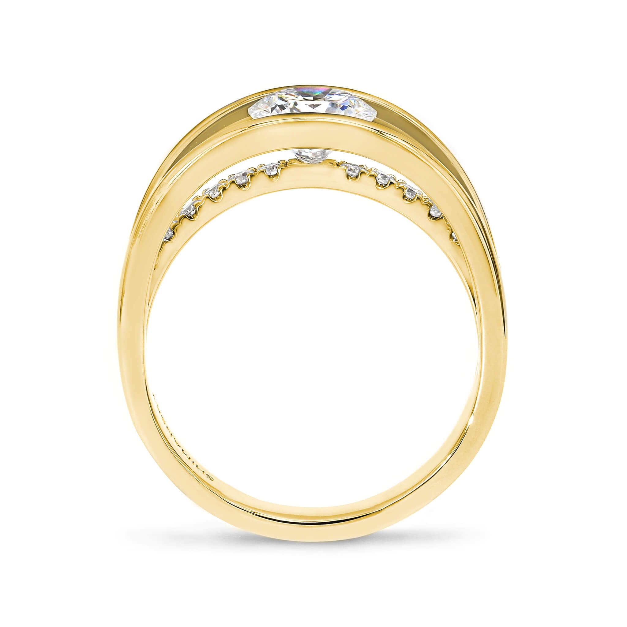 Evolym Diamond Engagement Ring 1.00 Carat in 18K Yellow Gold Side View