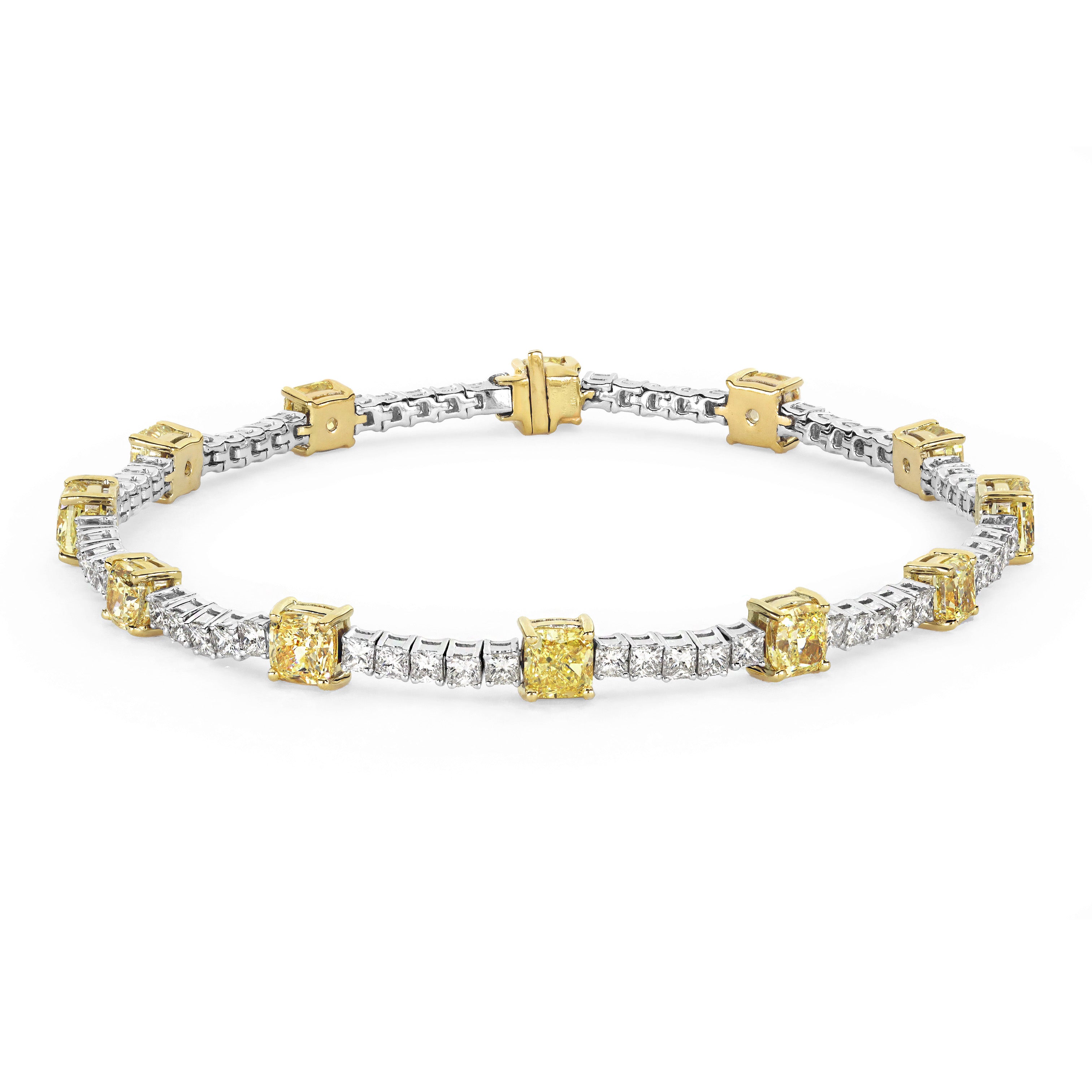 Shimansky - Yellow Diamond Fancy Tennis Bracelet 6.80ct crafted in 18K White Gold