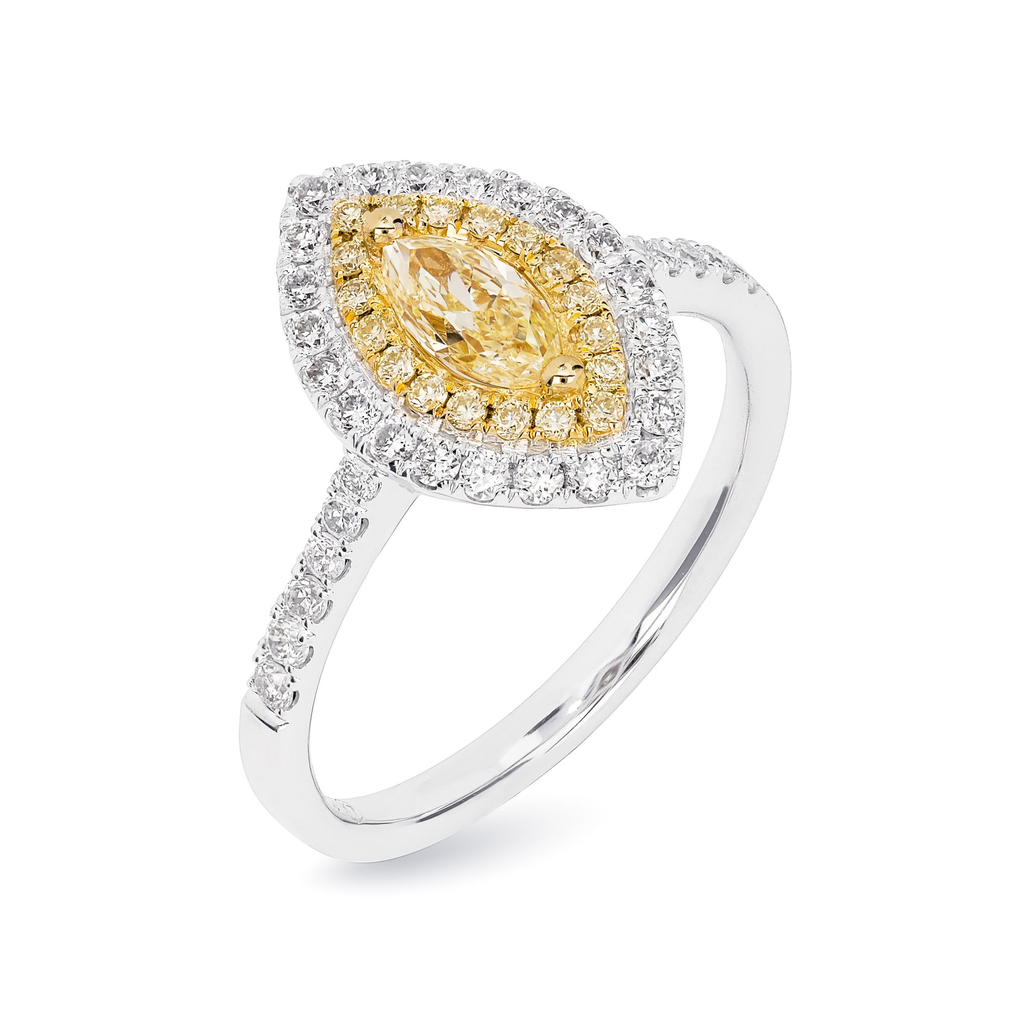 Yellow Diamond Microset Halo Ring 0.30 Carat | 18K White and Yellow Gold - SHIMANSKY.CO.ZA