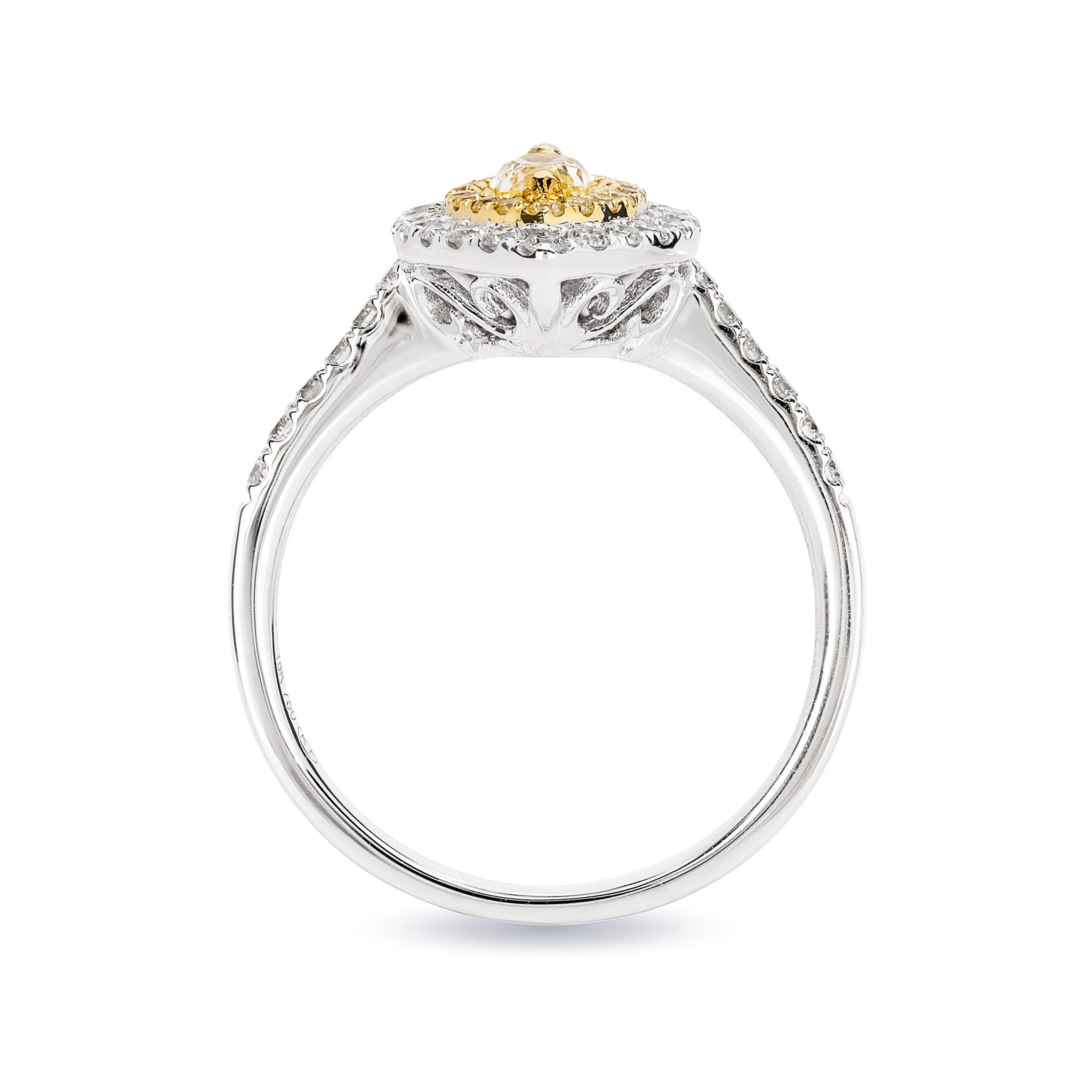 Yellow Diamond Microset Halo Ring 0.30 Carat | 18K White and Yellow Gold - SHIMANSKY.CO.ZA