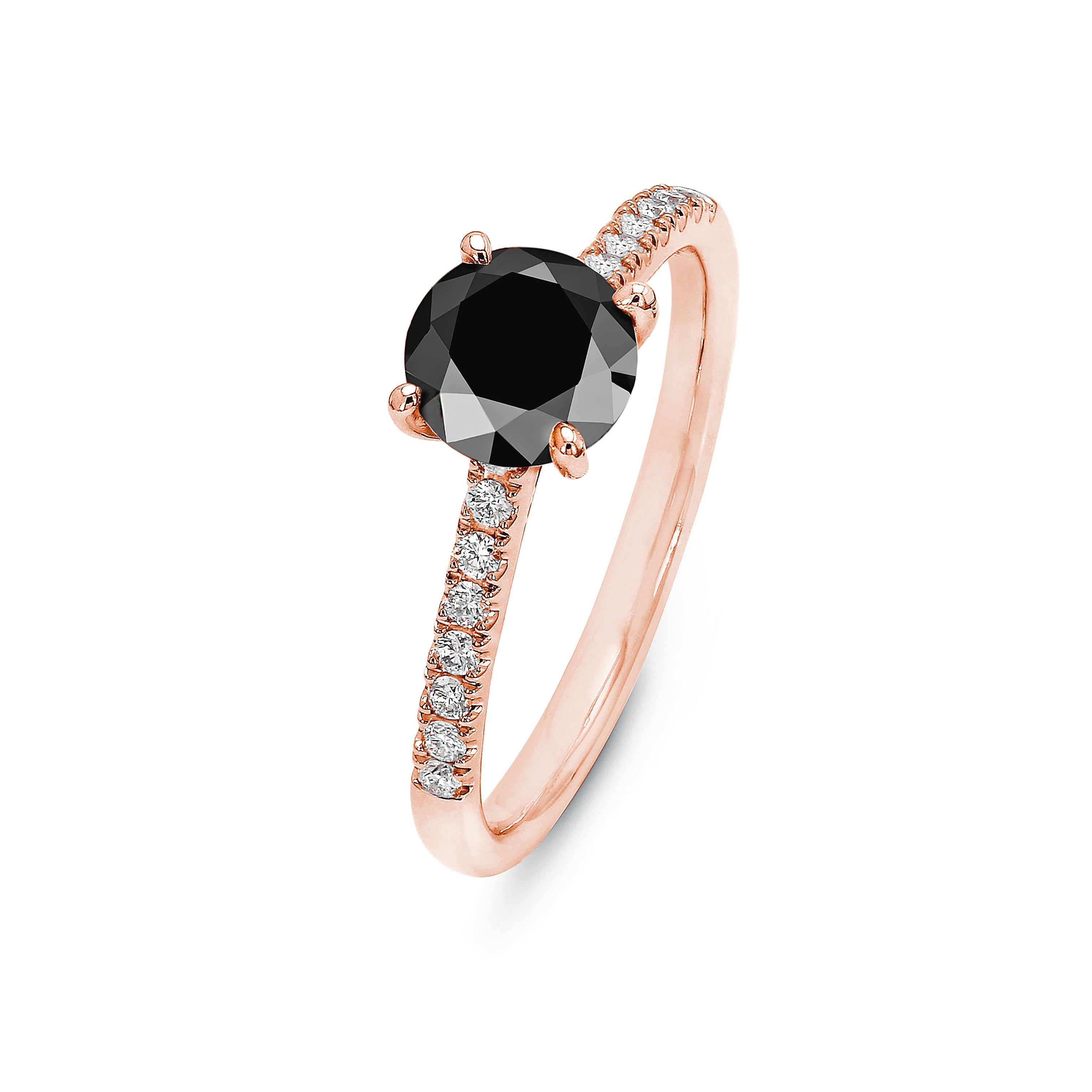 Shimansky - Black Diamond Microset Ring 1.40ct crafted in 18K Rose Gold