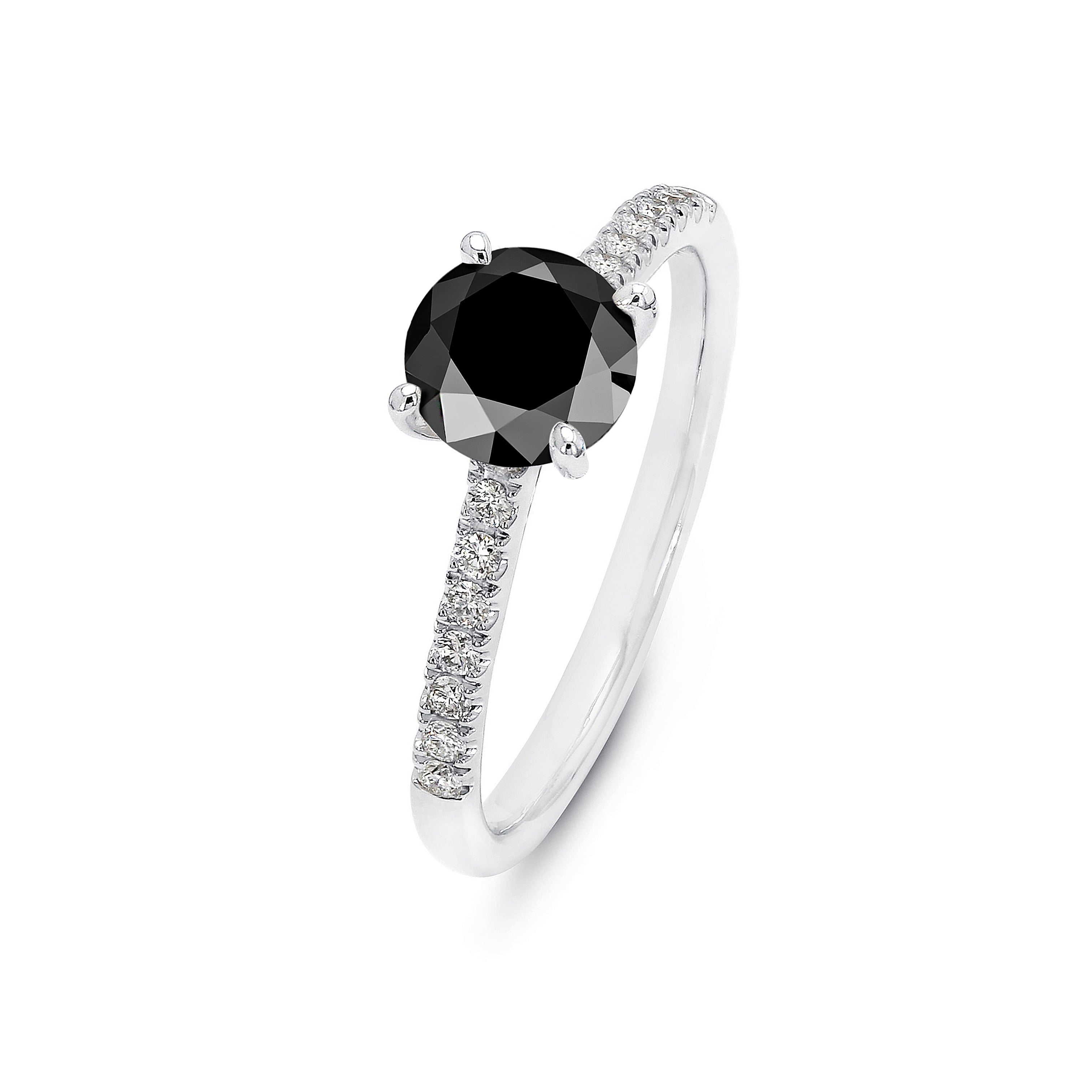 Shimansky - Black Diamond Microset Ring 1.40ct crafted in 18K White Gold