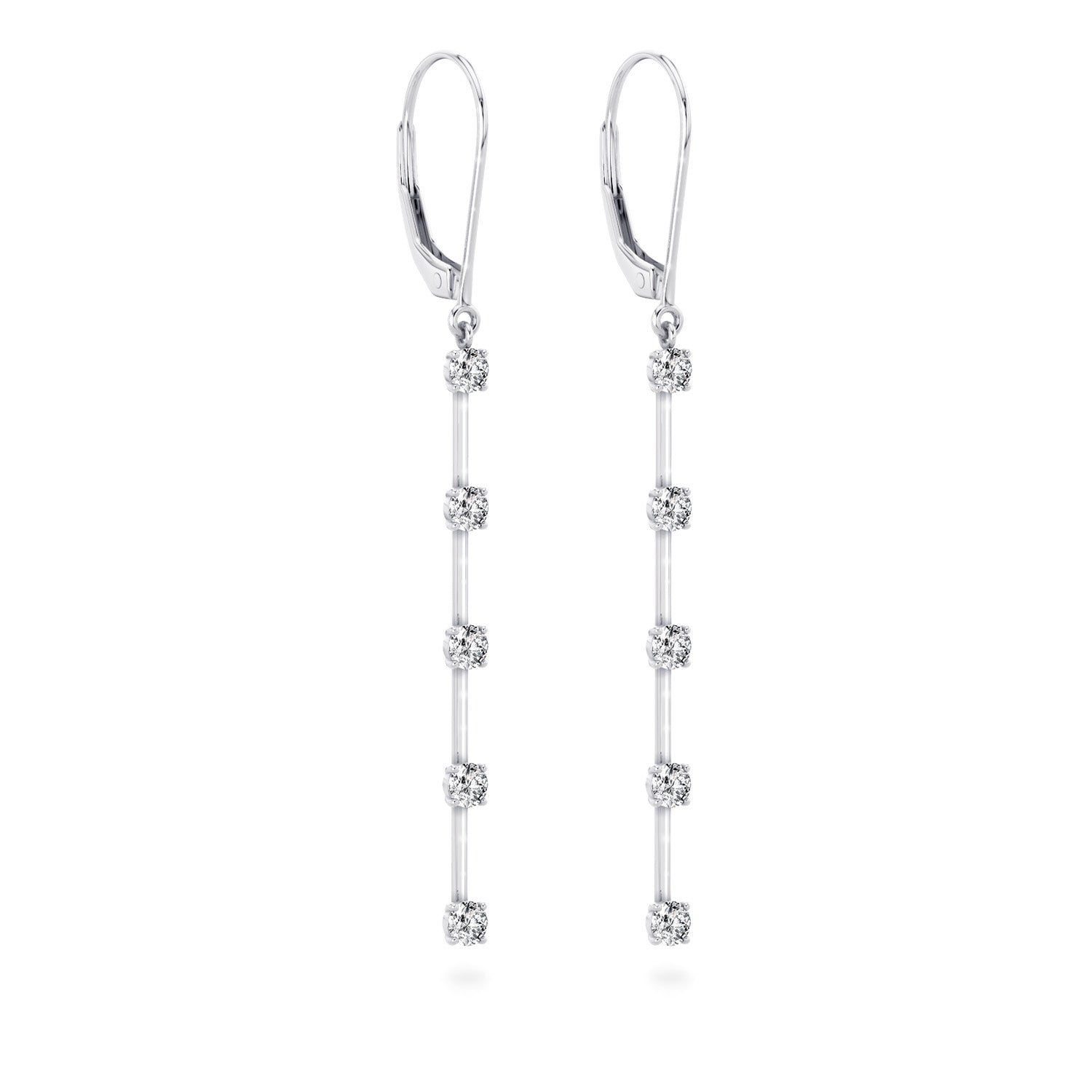 Shimansky - Line Drop Diamond Earrings 1.30ct crafted in 14K White Gold