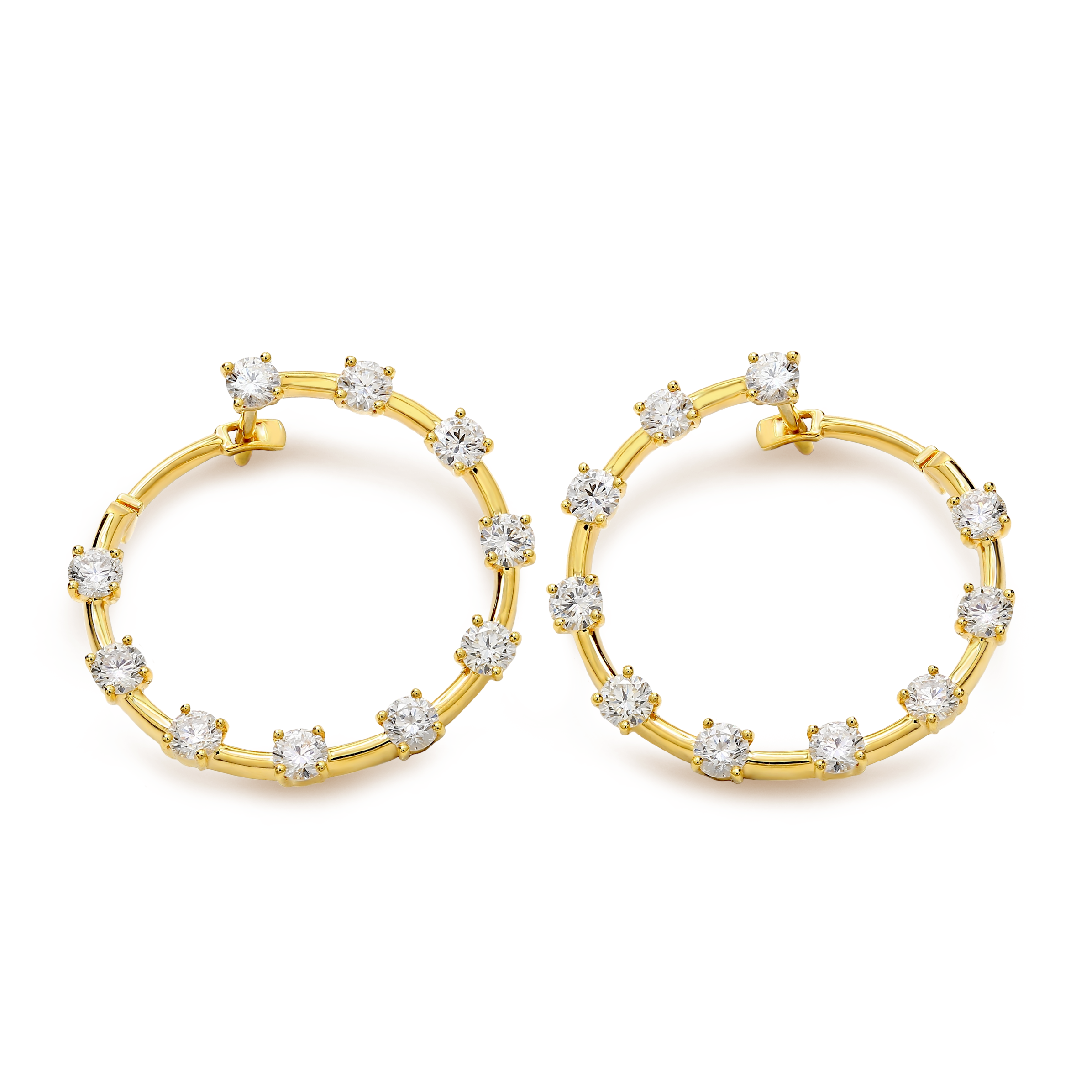 Shimansky - Crescent Diamond Hoop Earrings 2.00ct crafted in 14K Yellow Gold