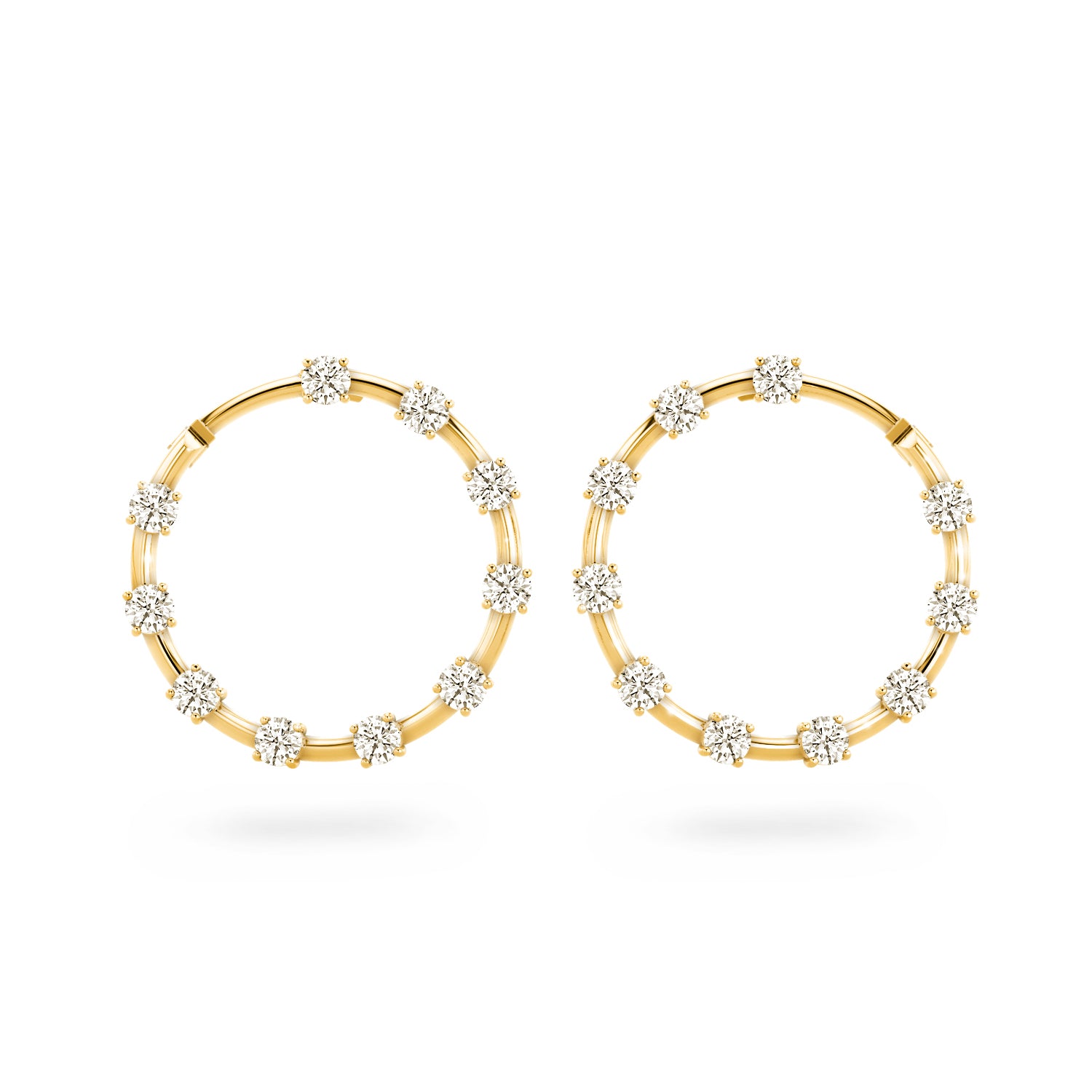 Shimansky - Crescent Diamond Hoop Earrings 2.00ct crafted in 14K Yellow Gold