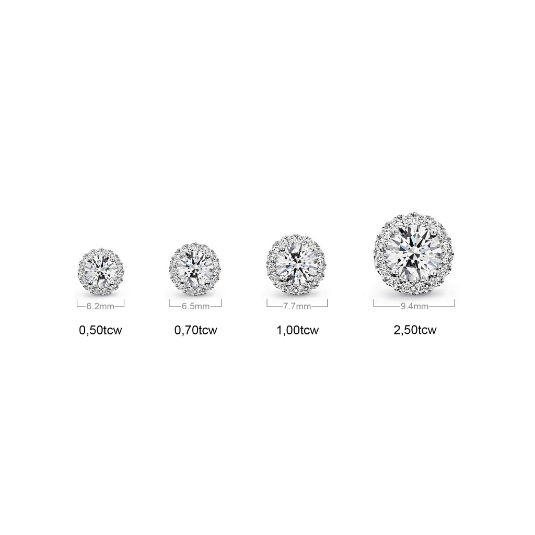 Shimansky - Diamond Microset Halo Earrings 0.40ct crafted in Platinum Size Chart
