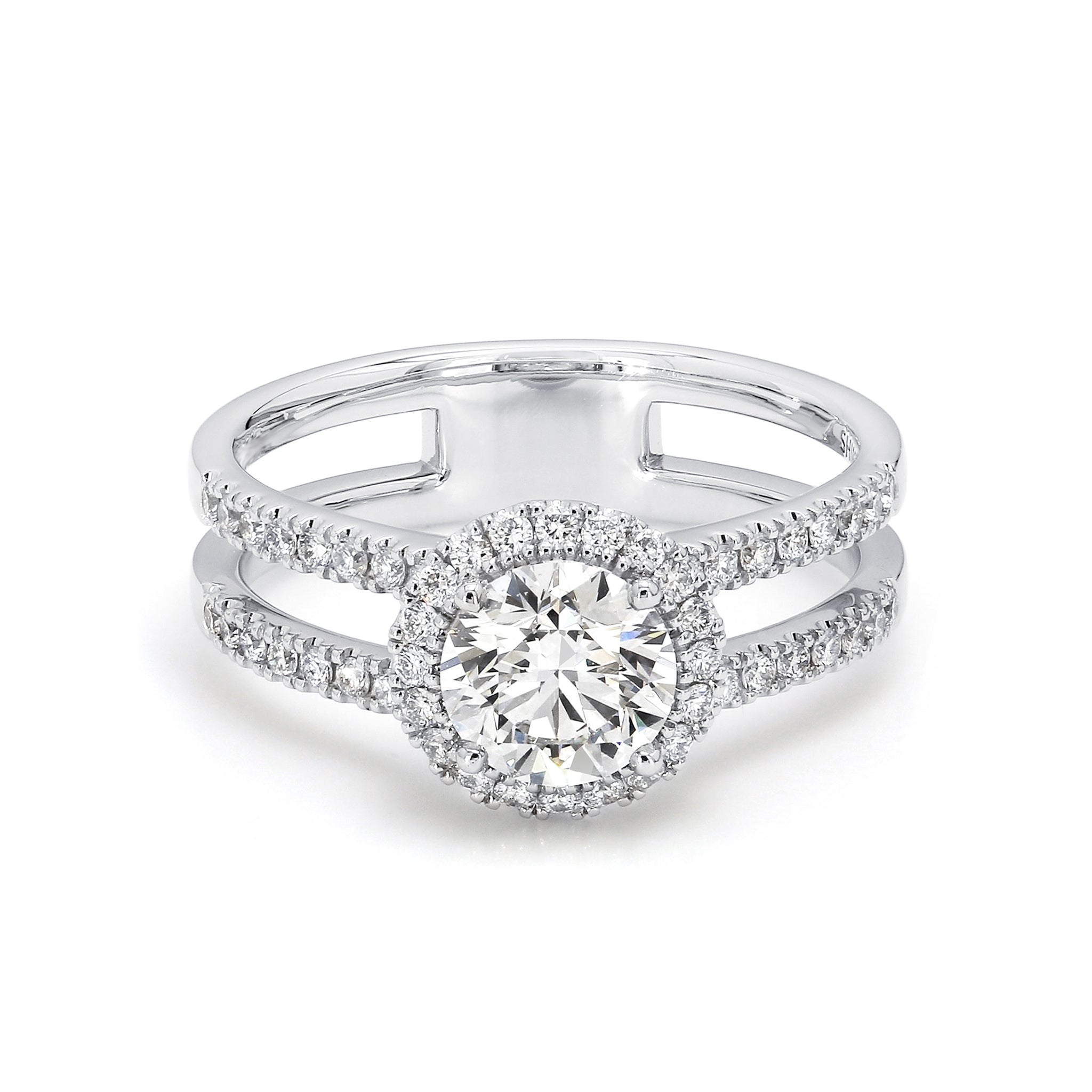 Shimansky - Diamond Microset Double Band Halo Ring 1.00ct crafted in 18K White Gold