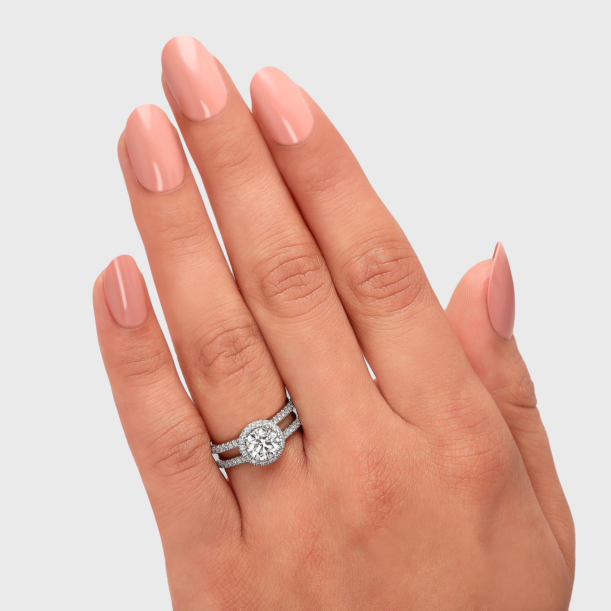 Shimansky - Women Wearing the Diamond Microset Double Band Halo Ring 1.00ct crafted in 18K White Gold