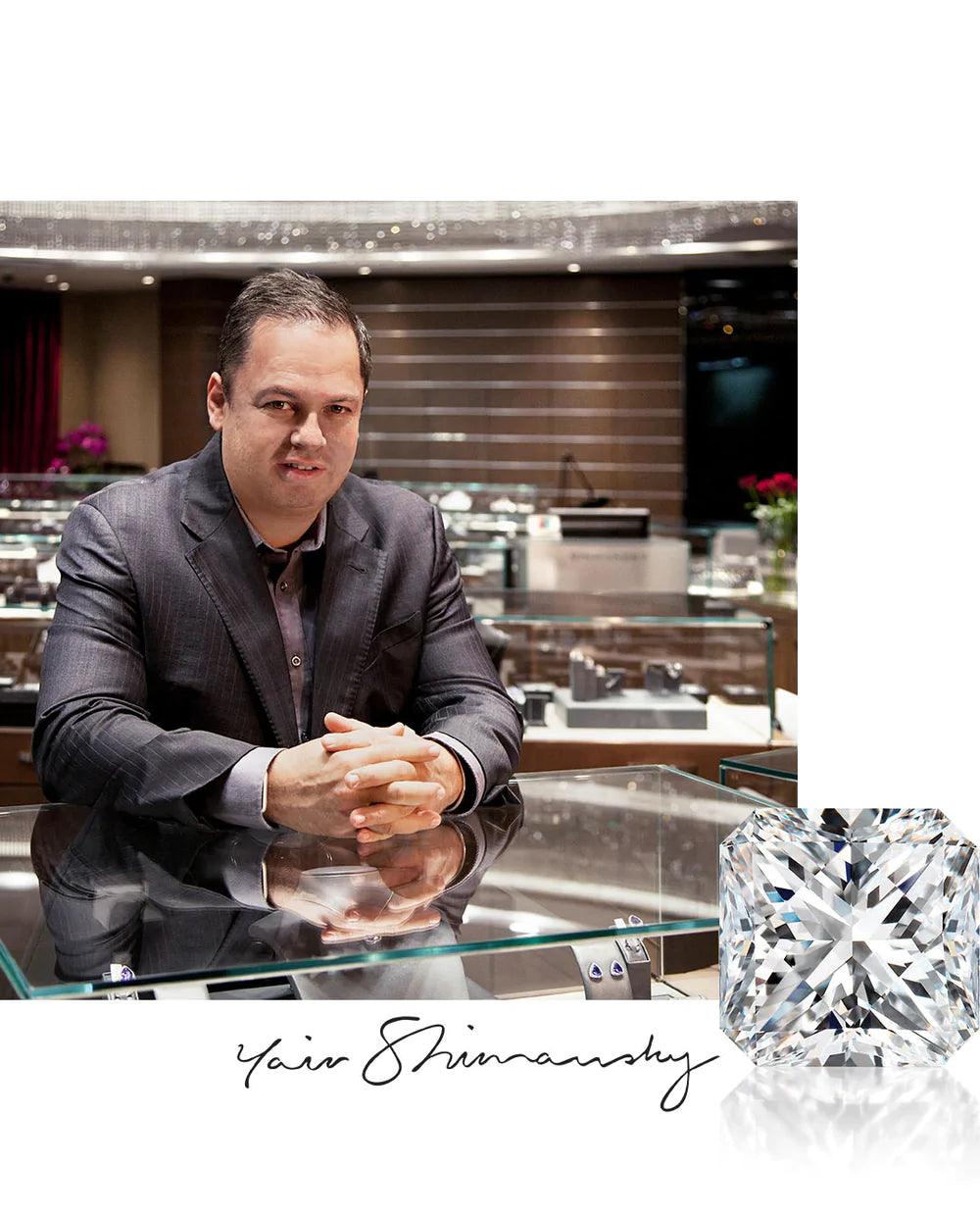 CEO Yair Shimansky standing proudly in the Shimansky Diamond Museum, Clock Tower