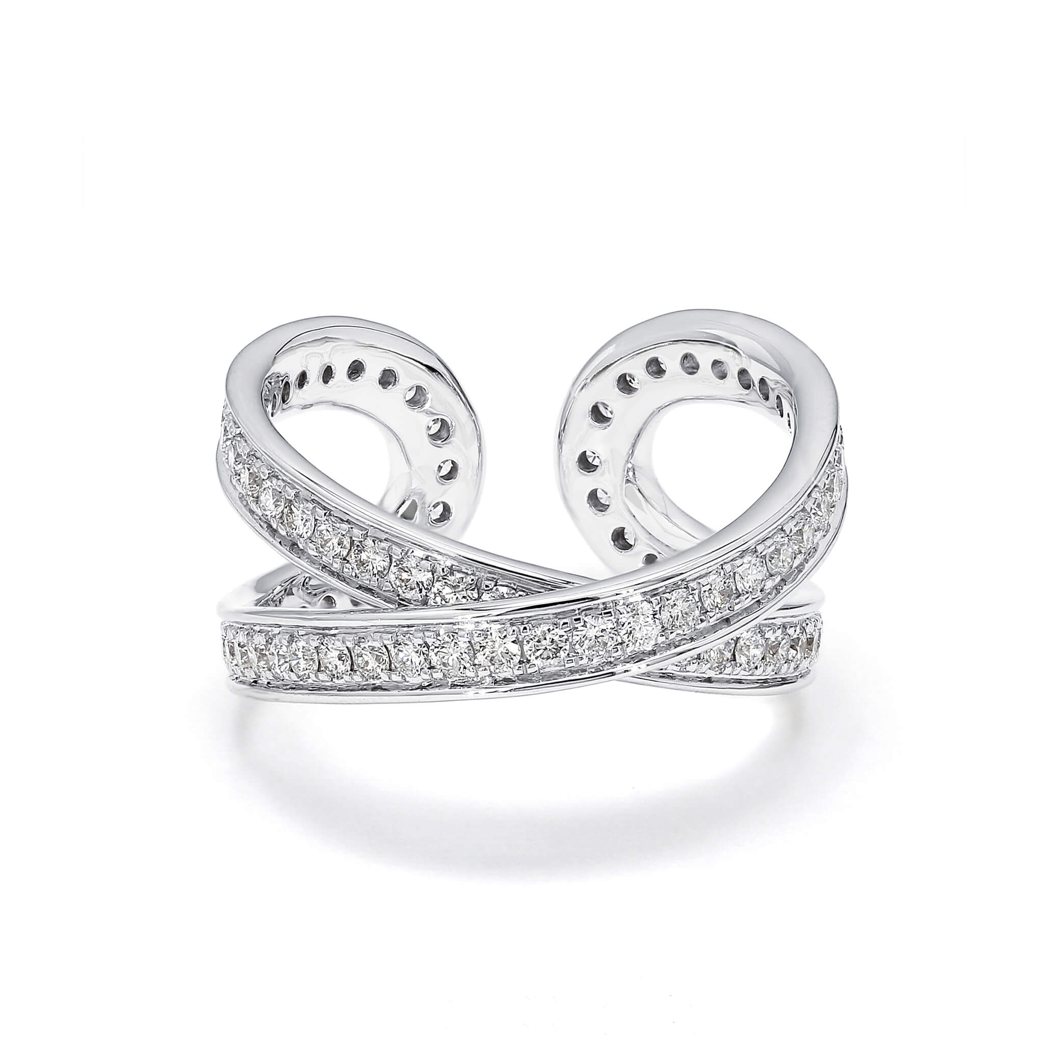 Infinity Classic Diamond Ring In 14K White Gold Front View