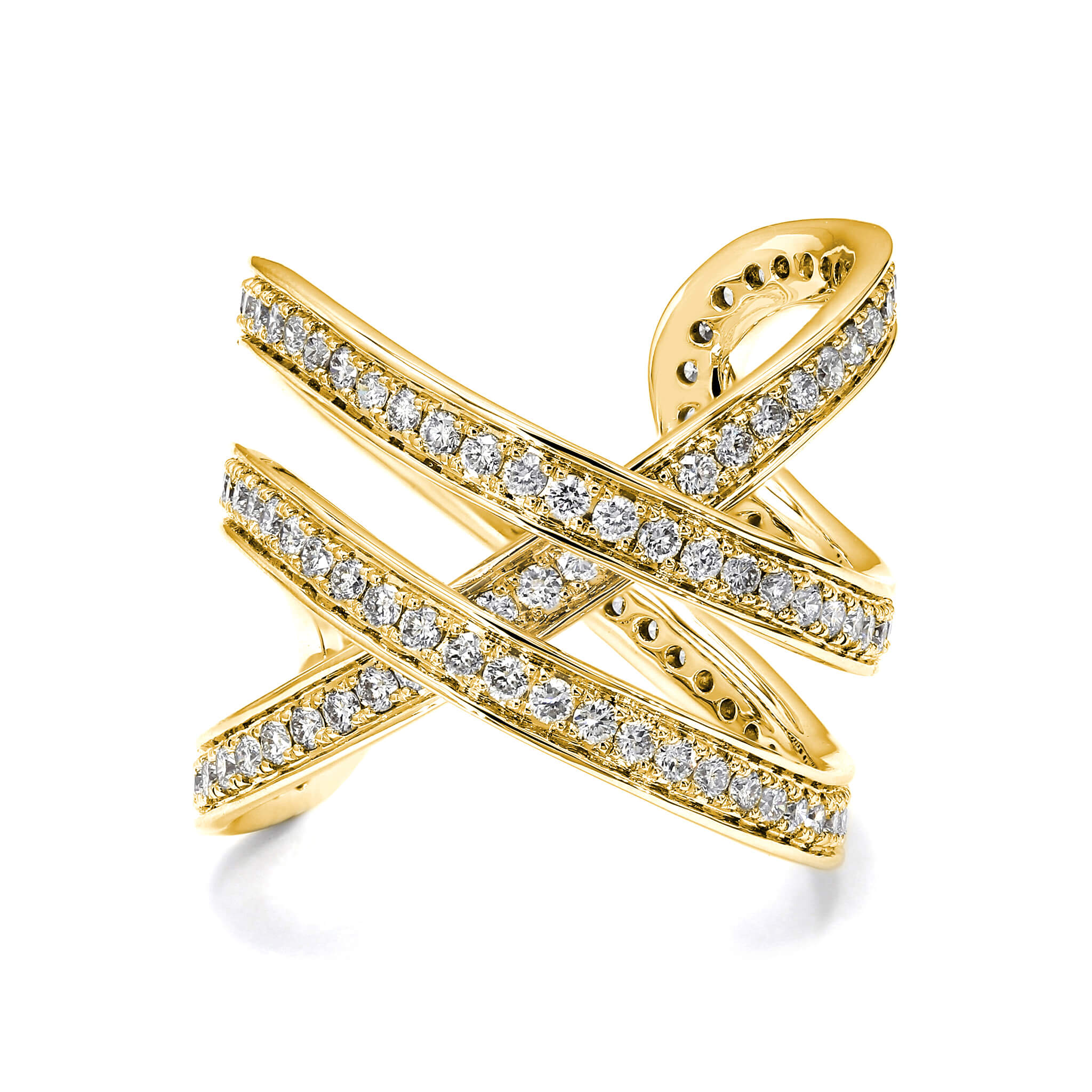 Infinity Double Diamond Ring in 18K Yellow Gold Front View