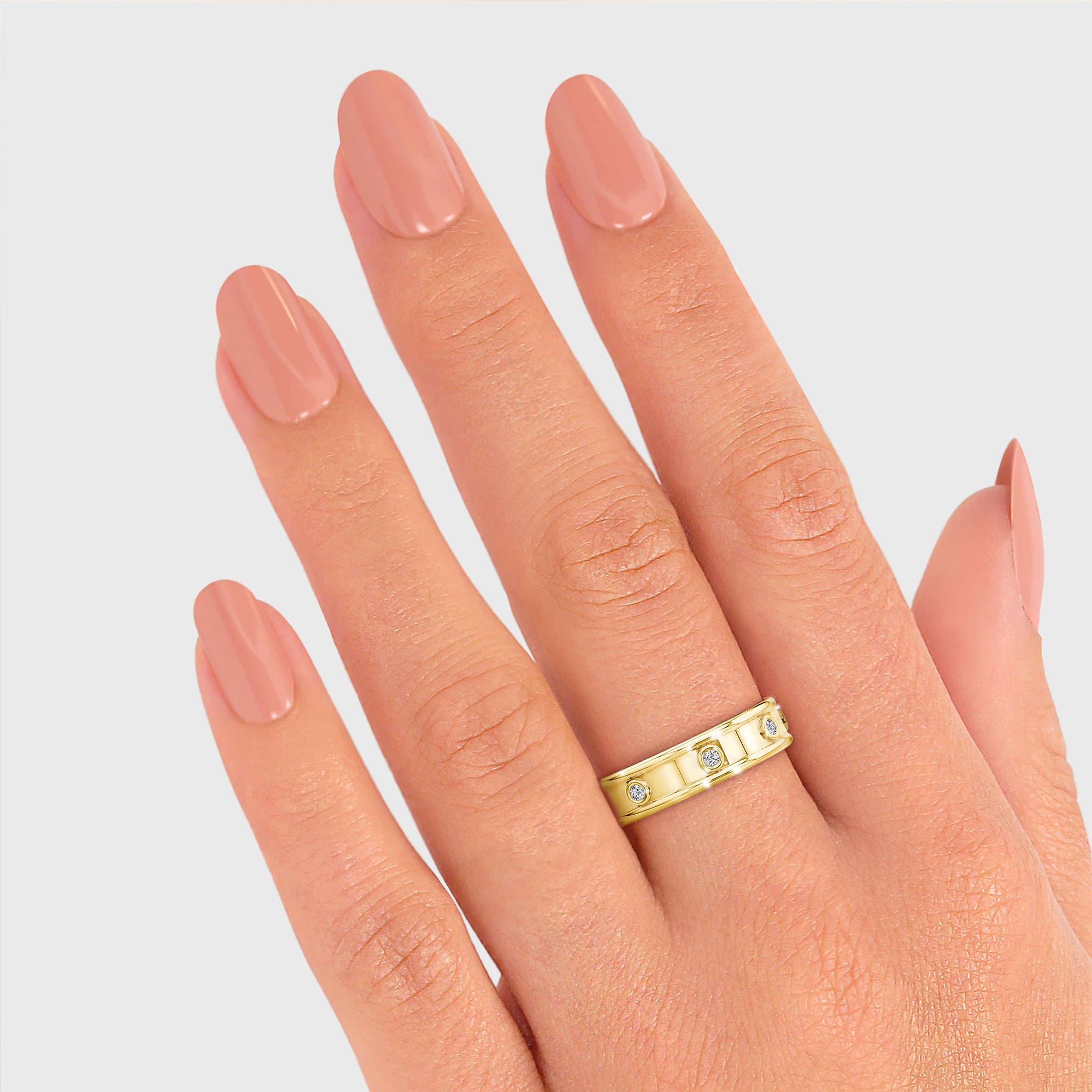 Shimansky - Women Wearing the Caesar Classic Raised Diamond Ring 0.20ct crafted in 18K Yellow Gold