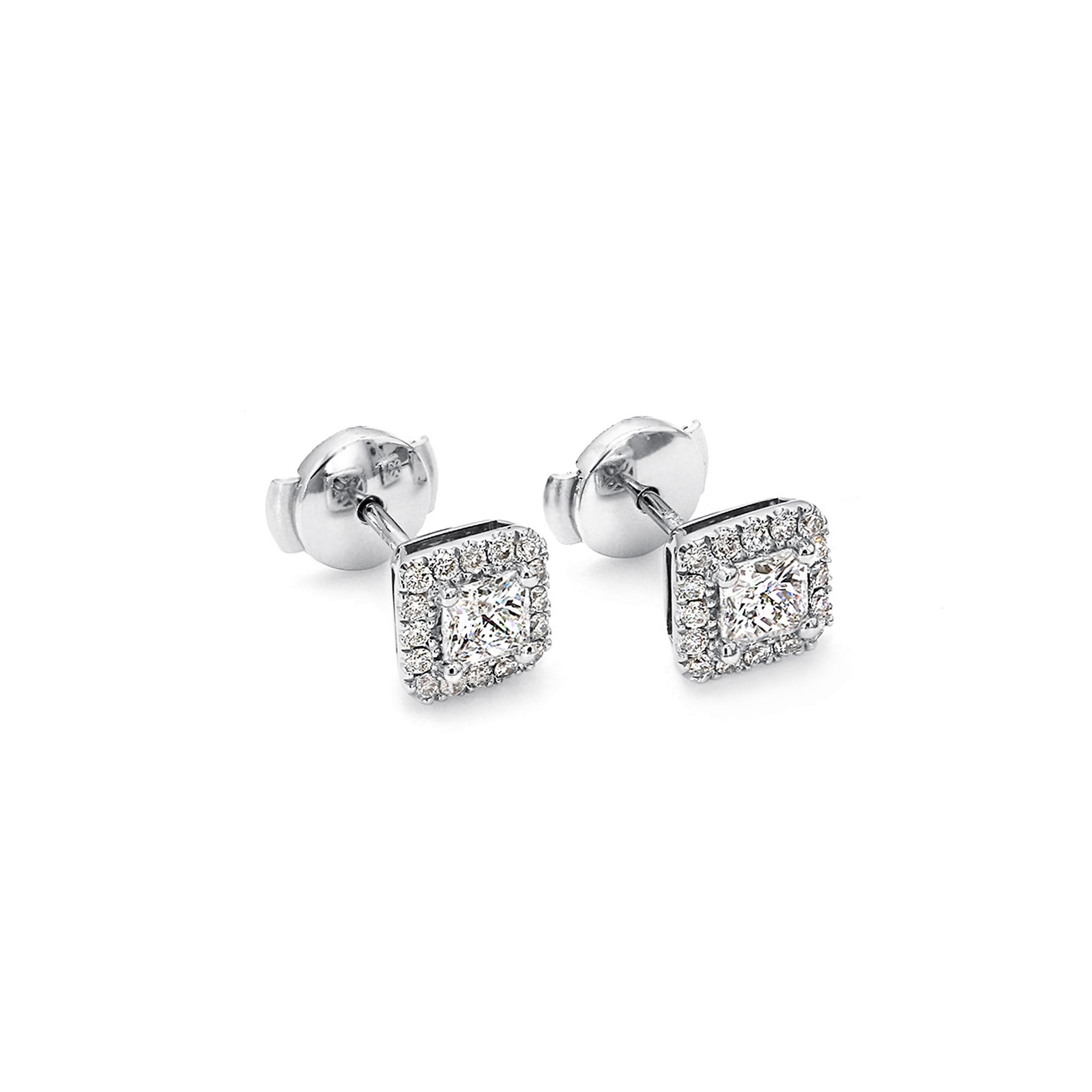 Shimansky - My Girl Diamond Halo Earrings 0.40 Carat Crafted in Platinum 3D View