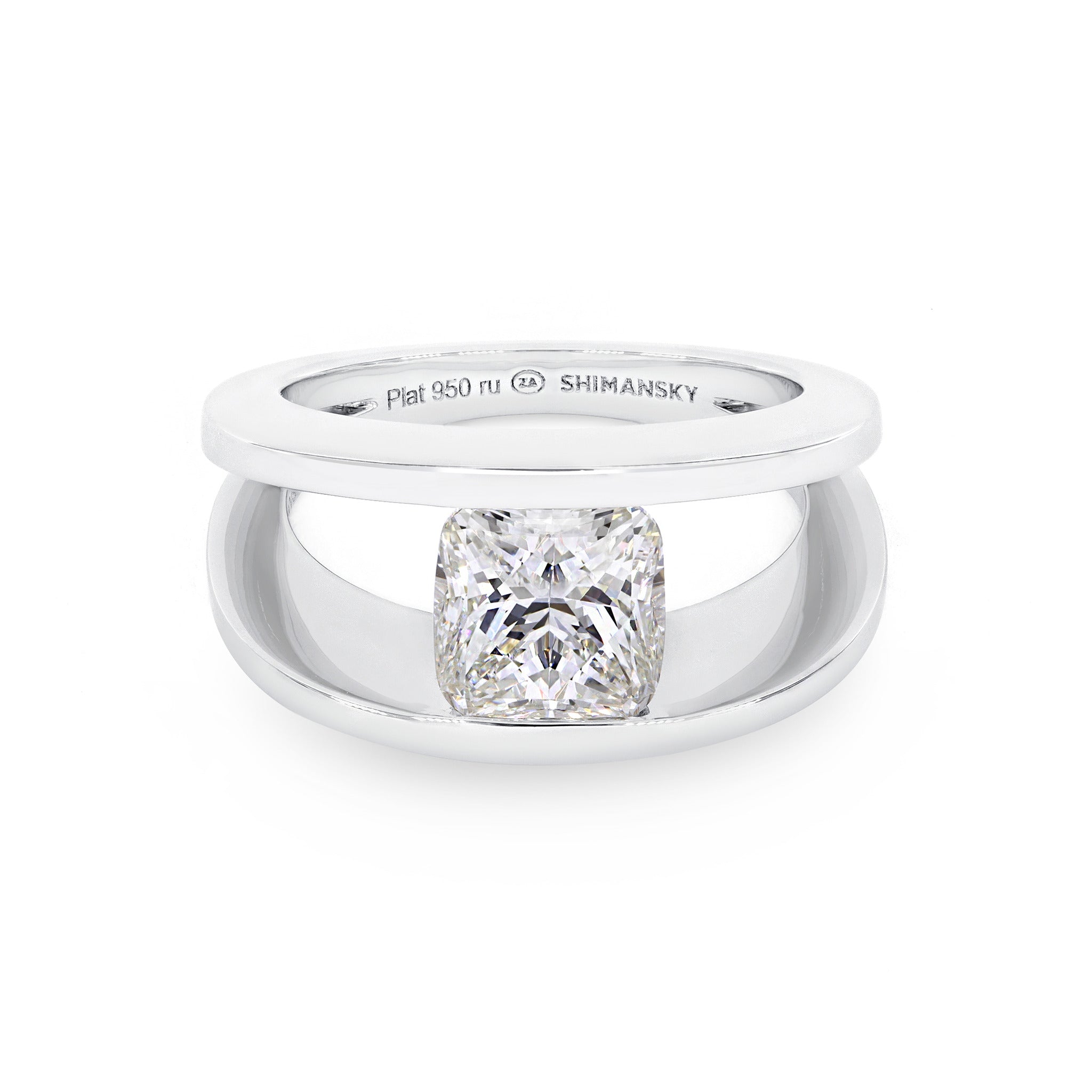2.20 Carat Millennium Diamond Engagement Ring Front View - Shimansky