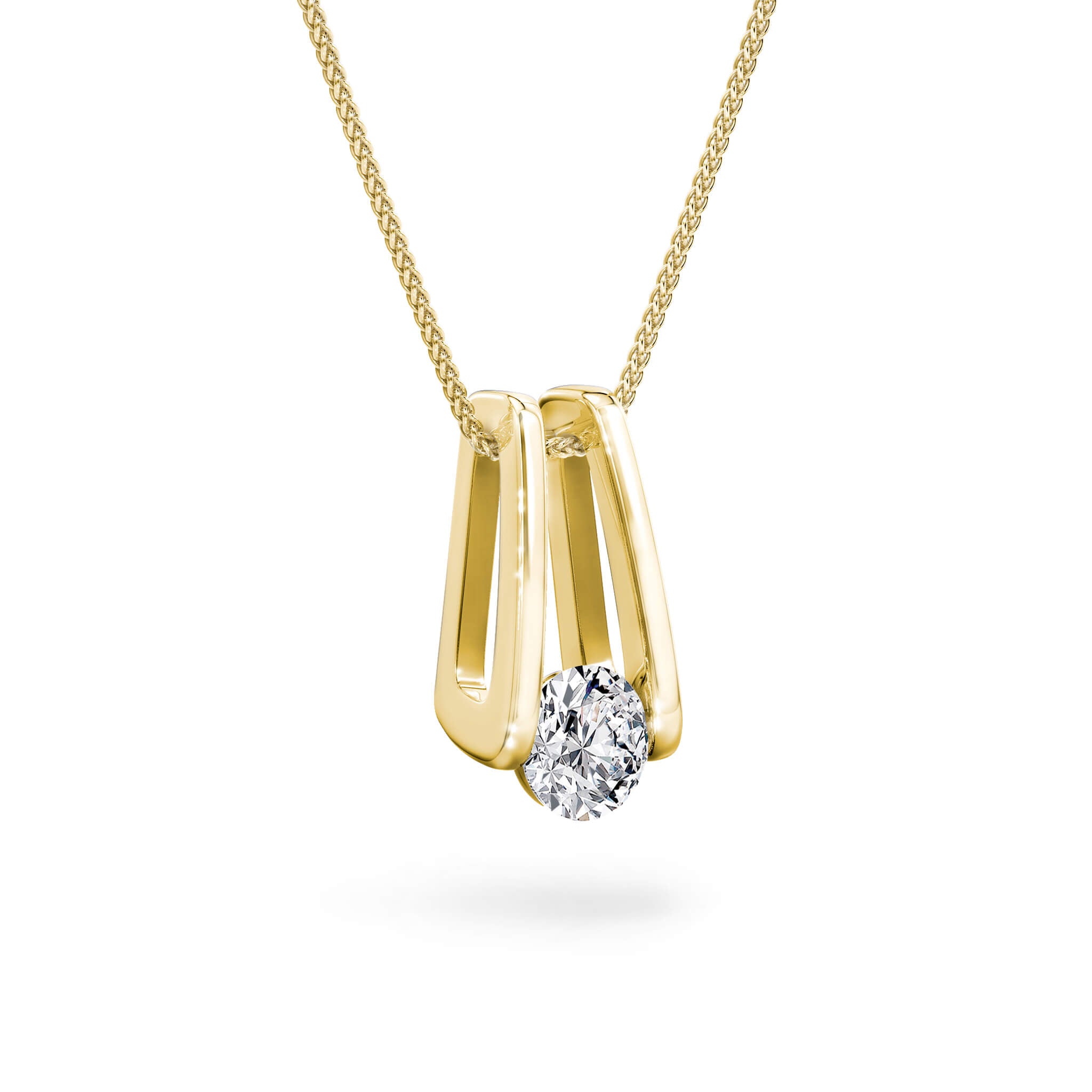 The Shimansky Millennium Classic Diamond Pendant set with 1.00 Carat round brilliant cut diamiond crafted in 18K  Gold 3D View