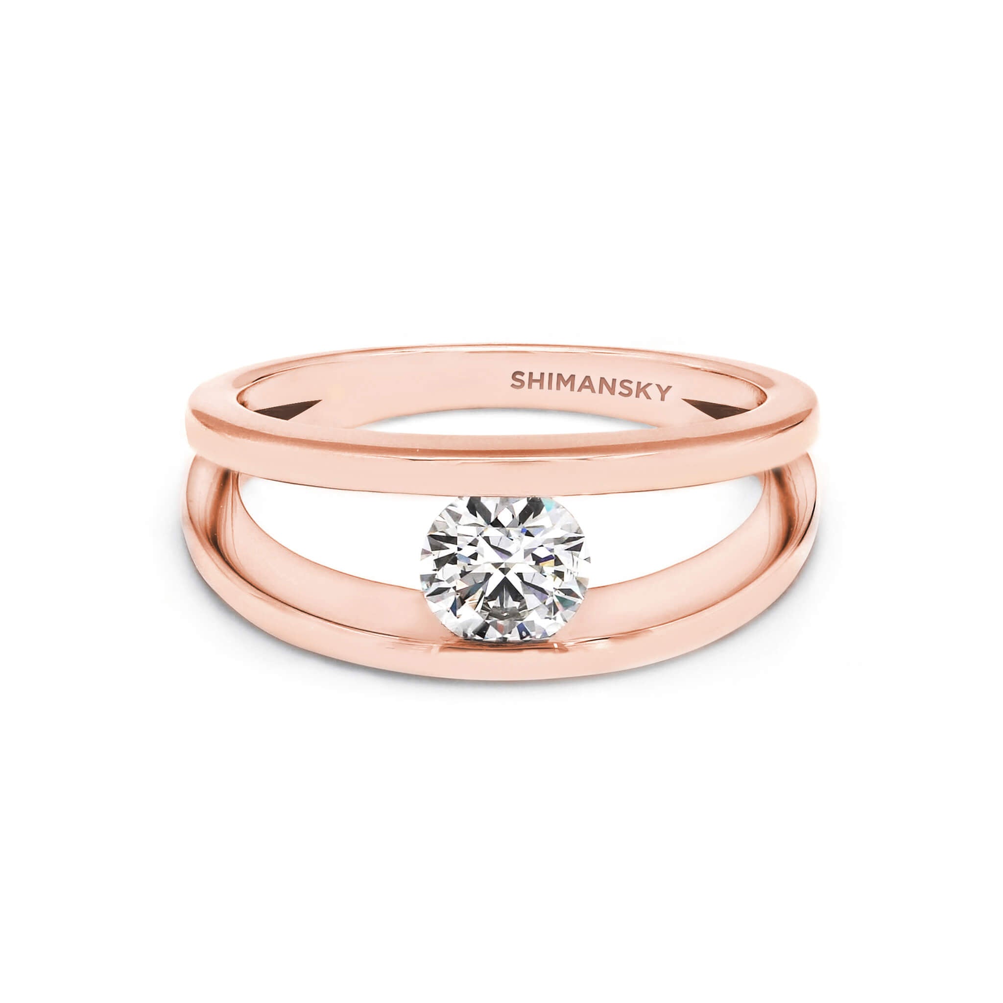 Millennium Classic Diamond Ring 0.50 Carat in 18K Rose Gold Front View