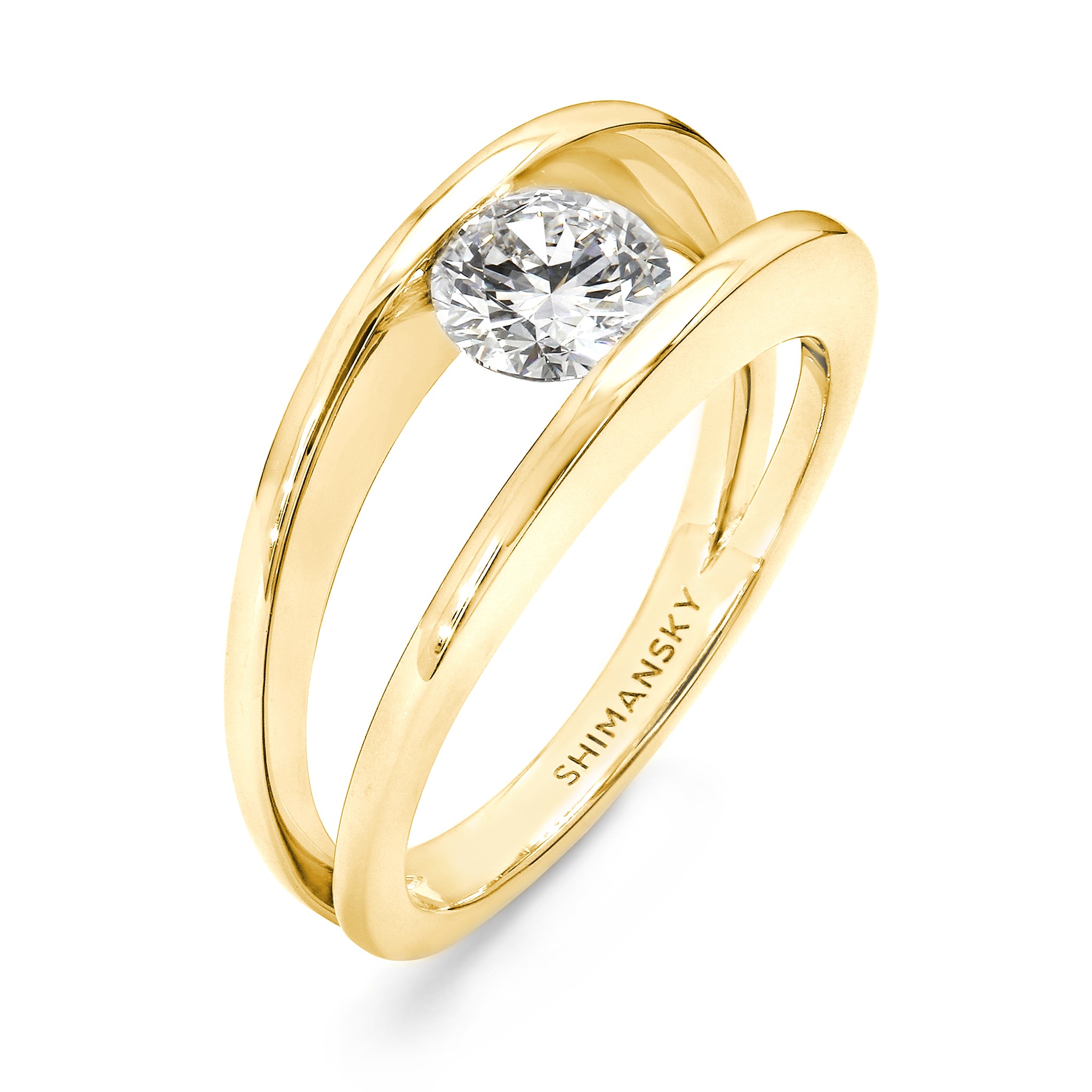 Millennium Classic Diamond Ring 0.70 Carat in 18K Yellow Gold 3D View'