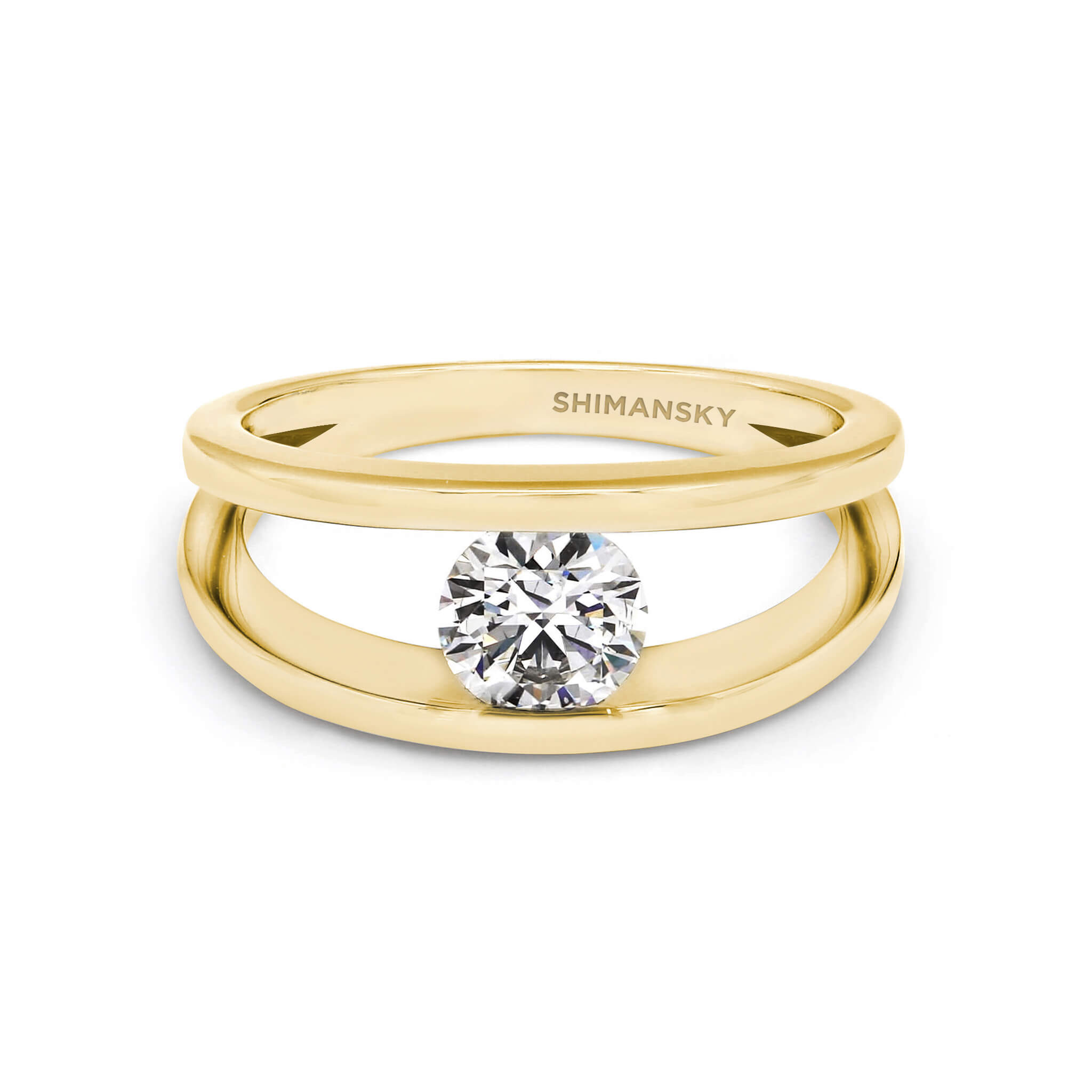 Millennium Classic Diamond Ring 0.70 Carat in 18K Yellow Gold Front View