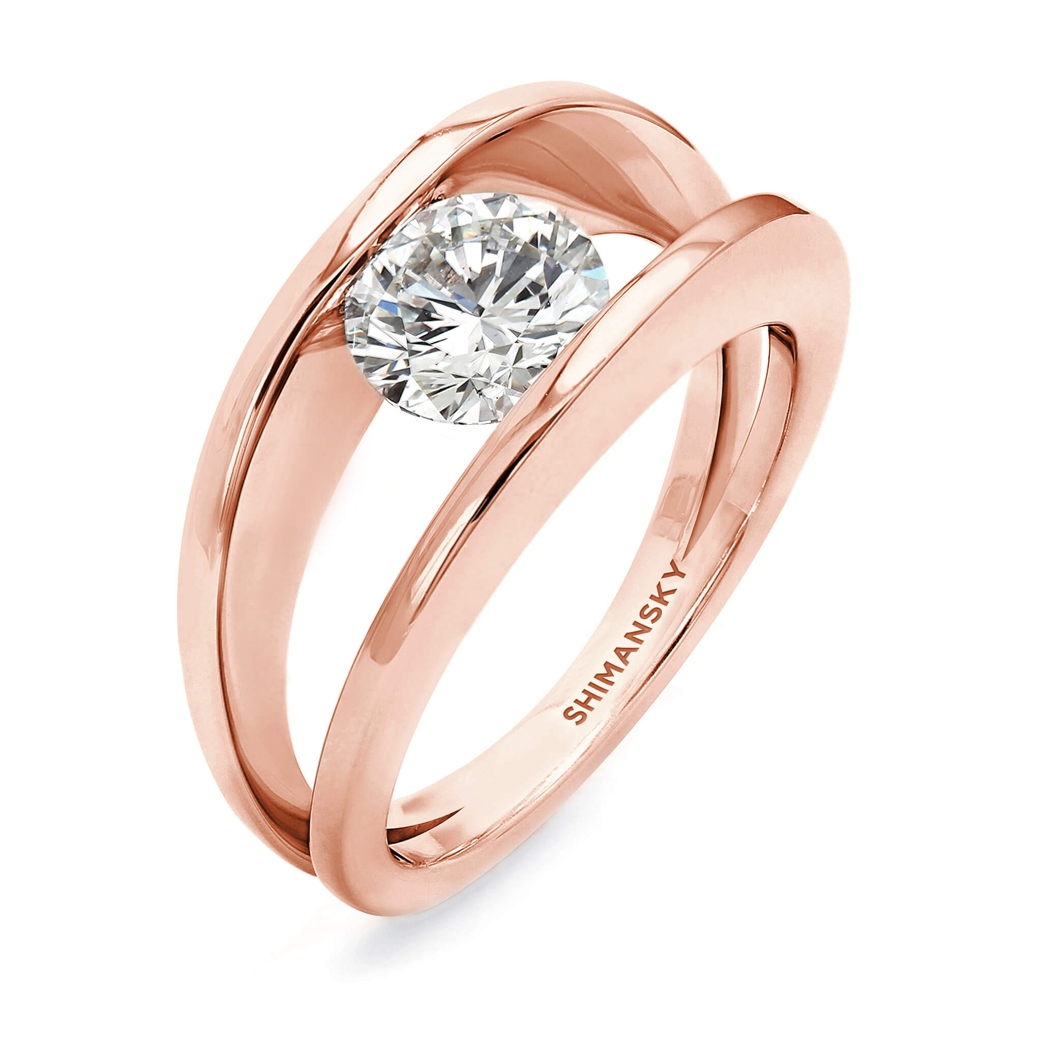 Millennium Classic Diamond Ring 1.00 Carat in 18K Rose Gold 3D View