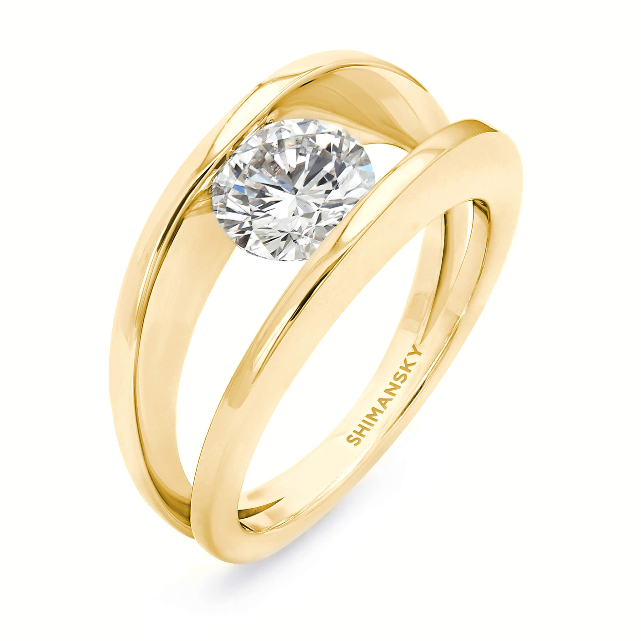 Millennium Classic Diamond Ring 1.00 Carat in 18K Yellow Gold 3D View