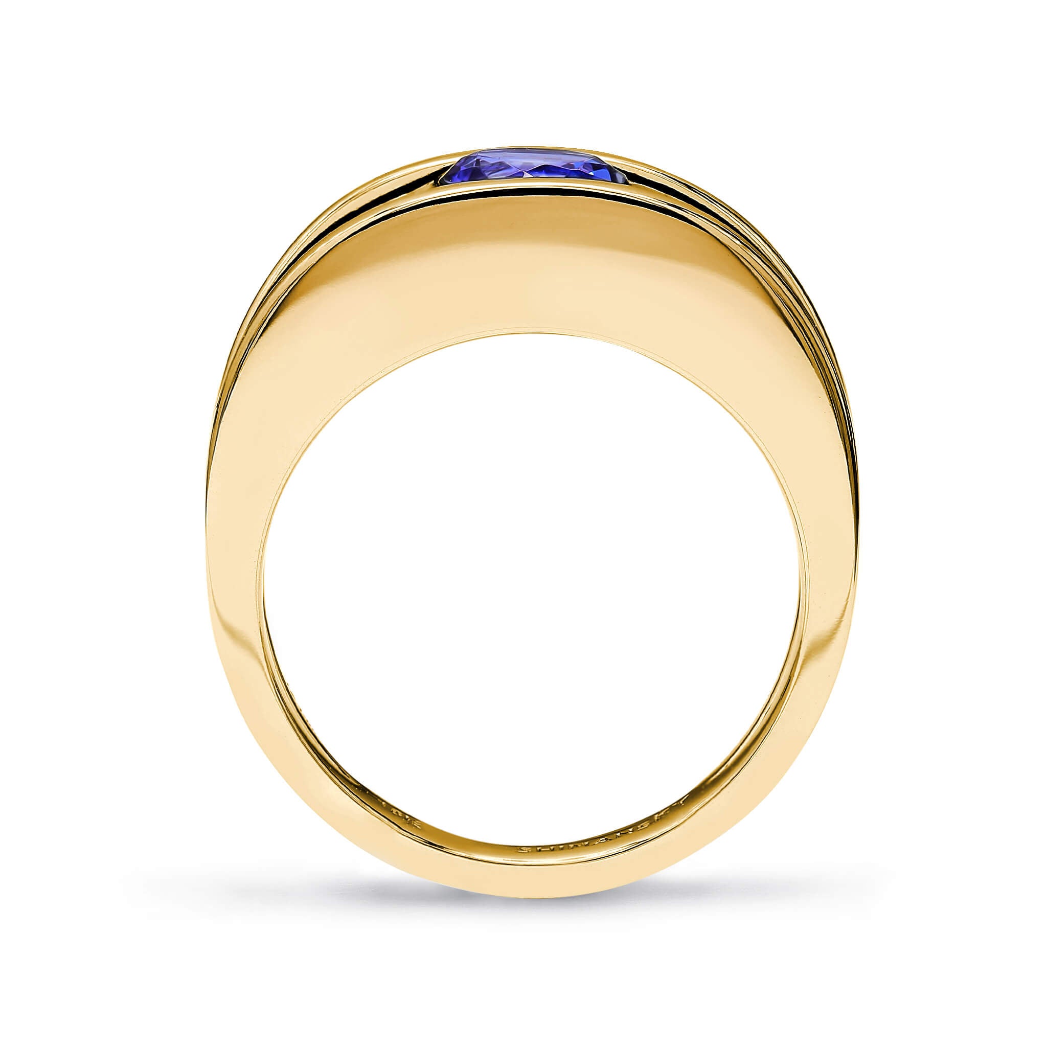 Millennium Classic Tanzanite Ring in 18K Yellow Gold Side View