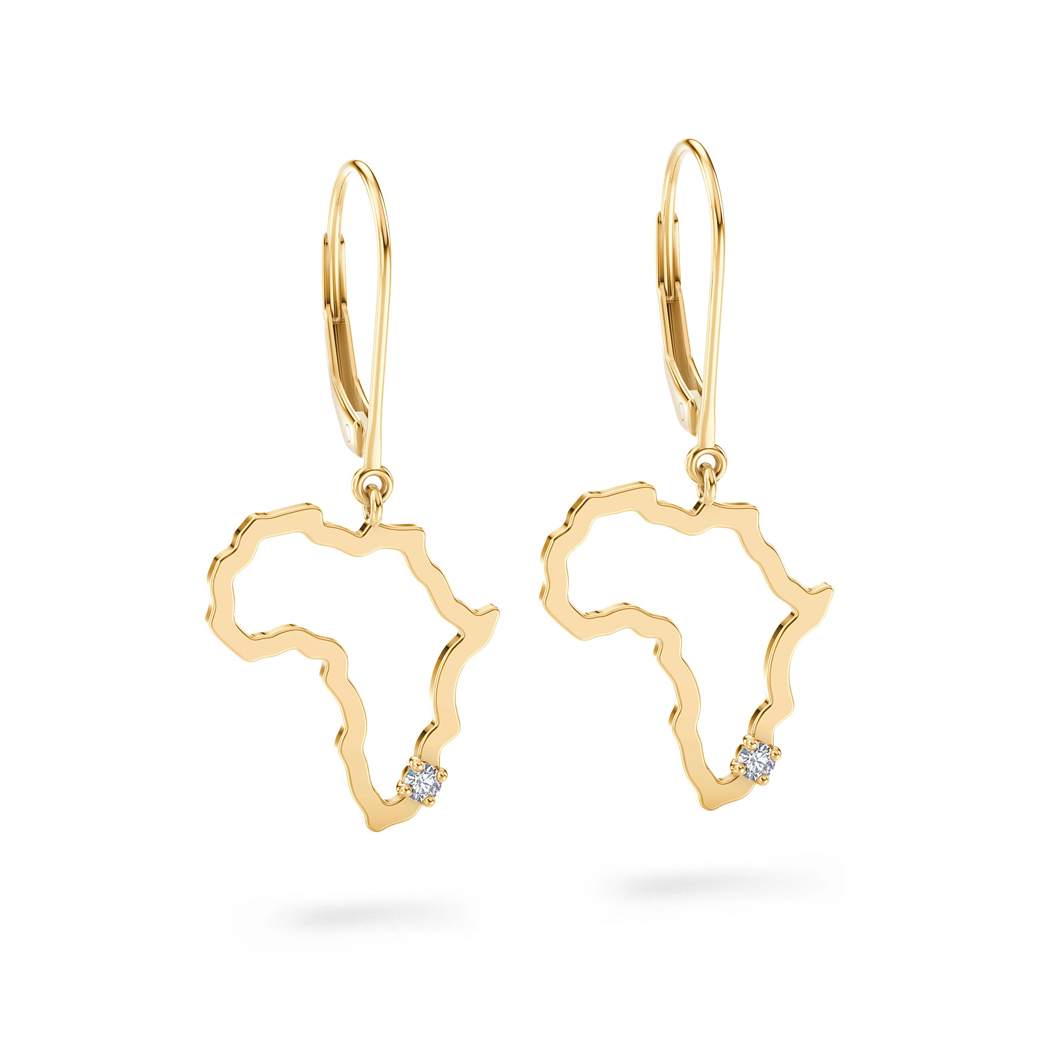 My Africa Diamond Drop Earrings in 14K Yellow Gold 3D View