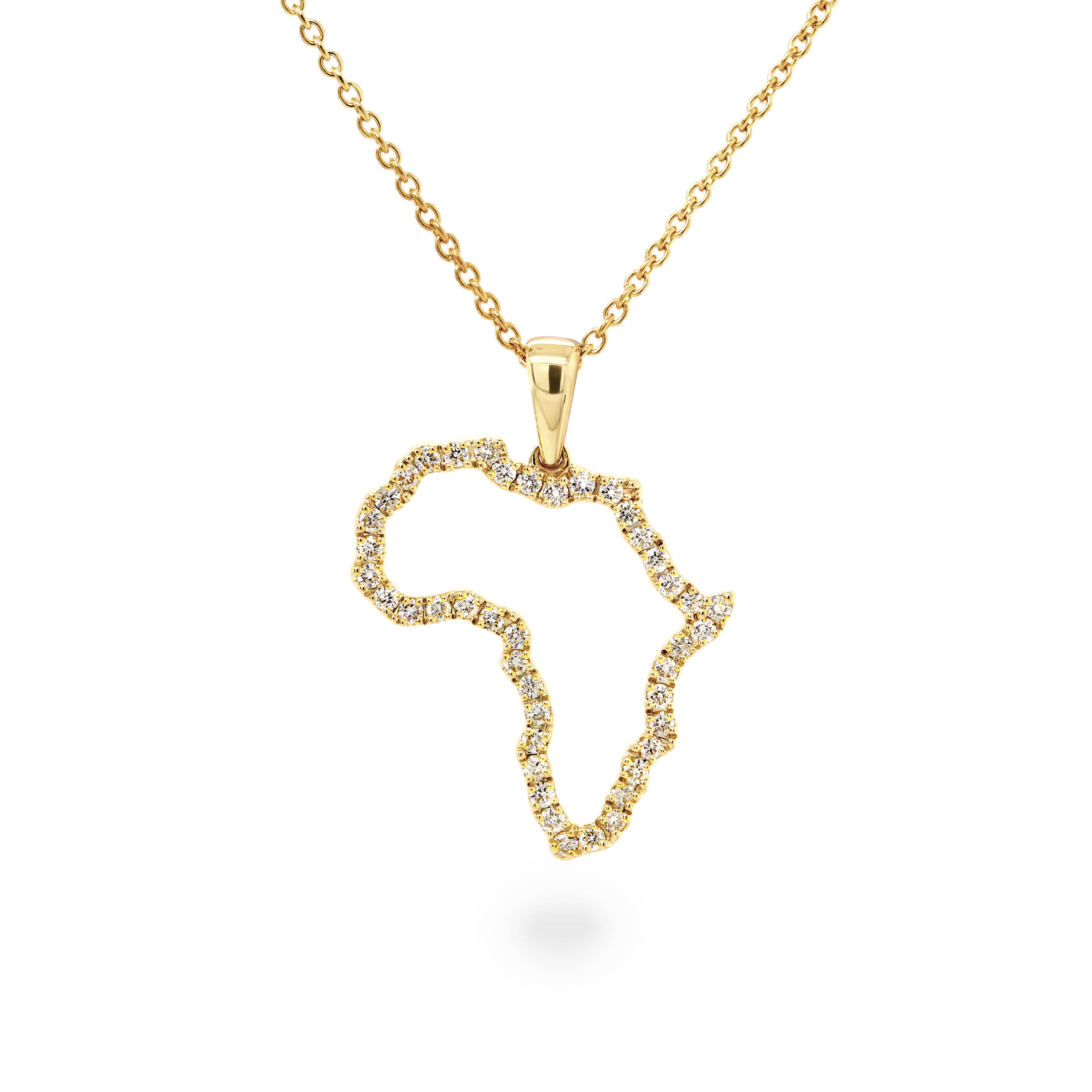 My Africa Diamond Microset Pendant in 14K Yellow Gold Front View