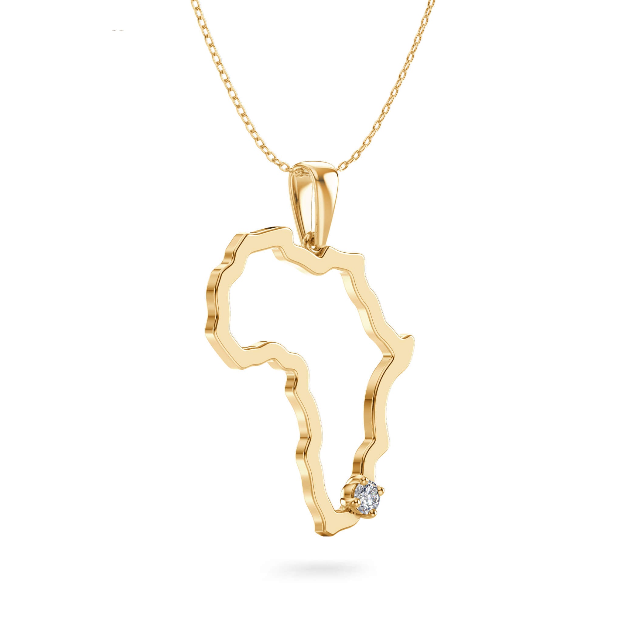 My Africa Large Diamond Pendant in 14K Yellow Gold 3D View