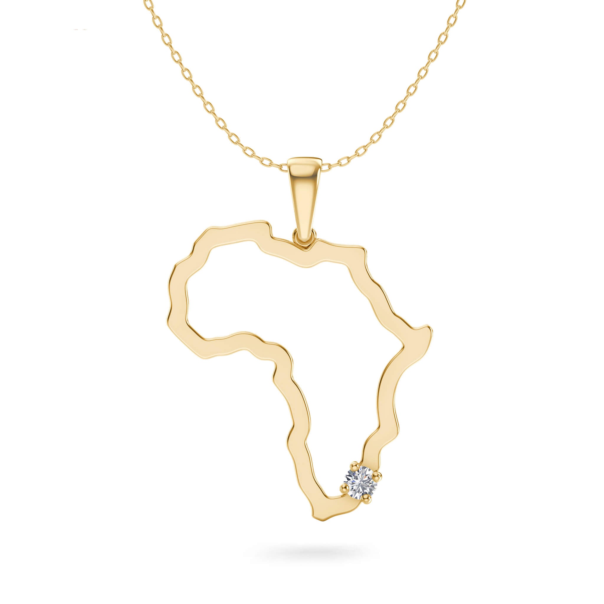 My Africa Large Diamond Pendant in 14K Yellow Gold Front View
