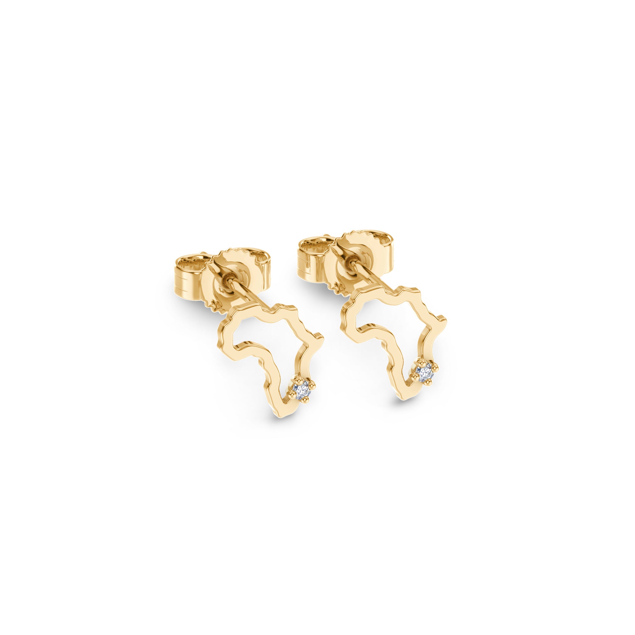 My Africa Petite Diamond Stud Earrings in 14K Yellow Gold 3D View