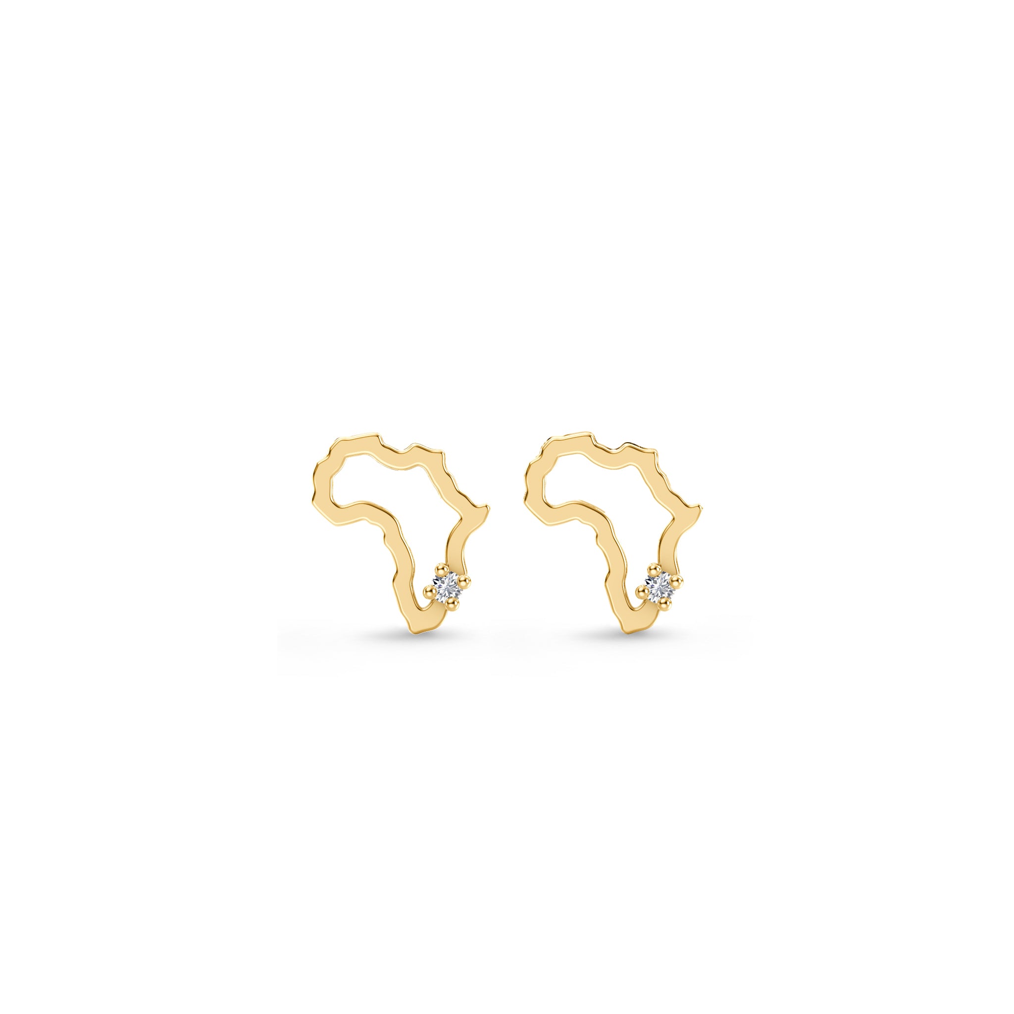 My Africa Petite Diamond Stud Earrings in 14K Yellow Gold Front View