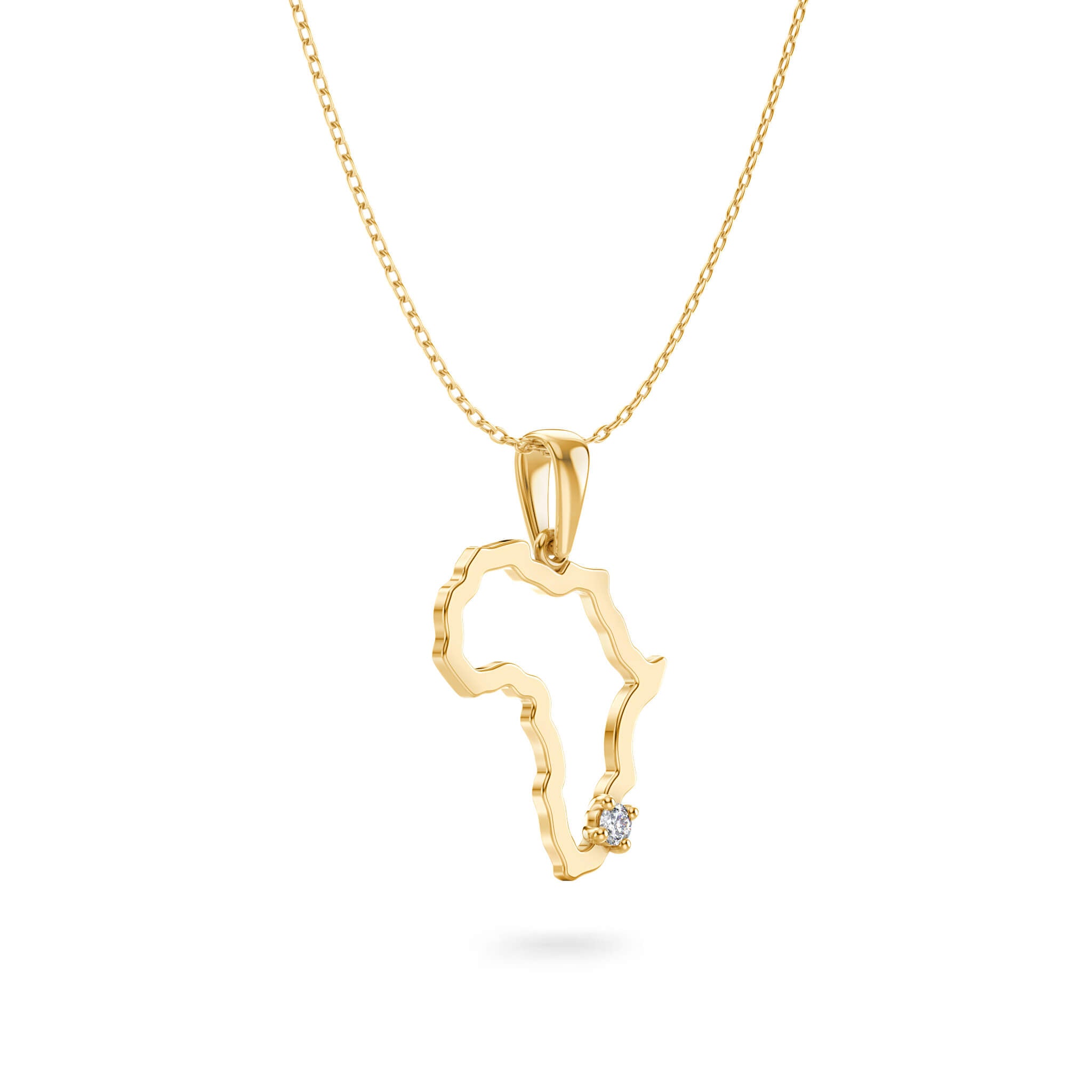My Africa Small Diamond Pendant In 14K Yellow Gold3D View