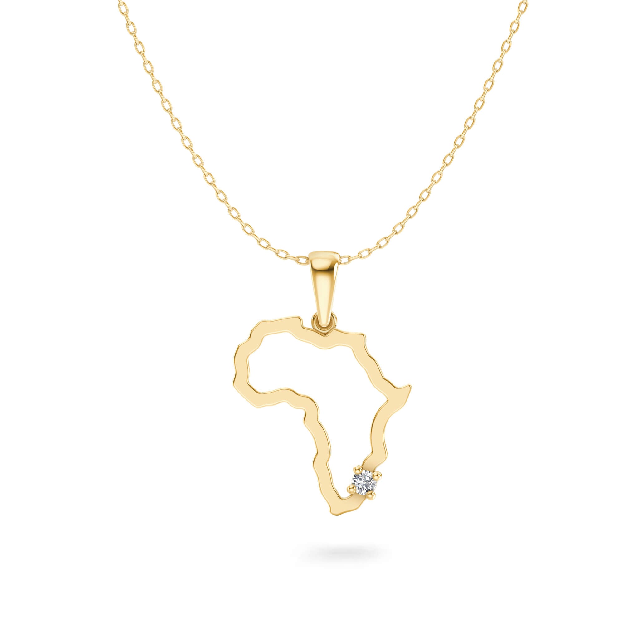 My Africa Small Diamond Pendant In 14K Yellow Gold Front View