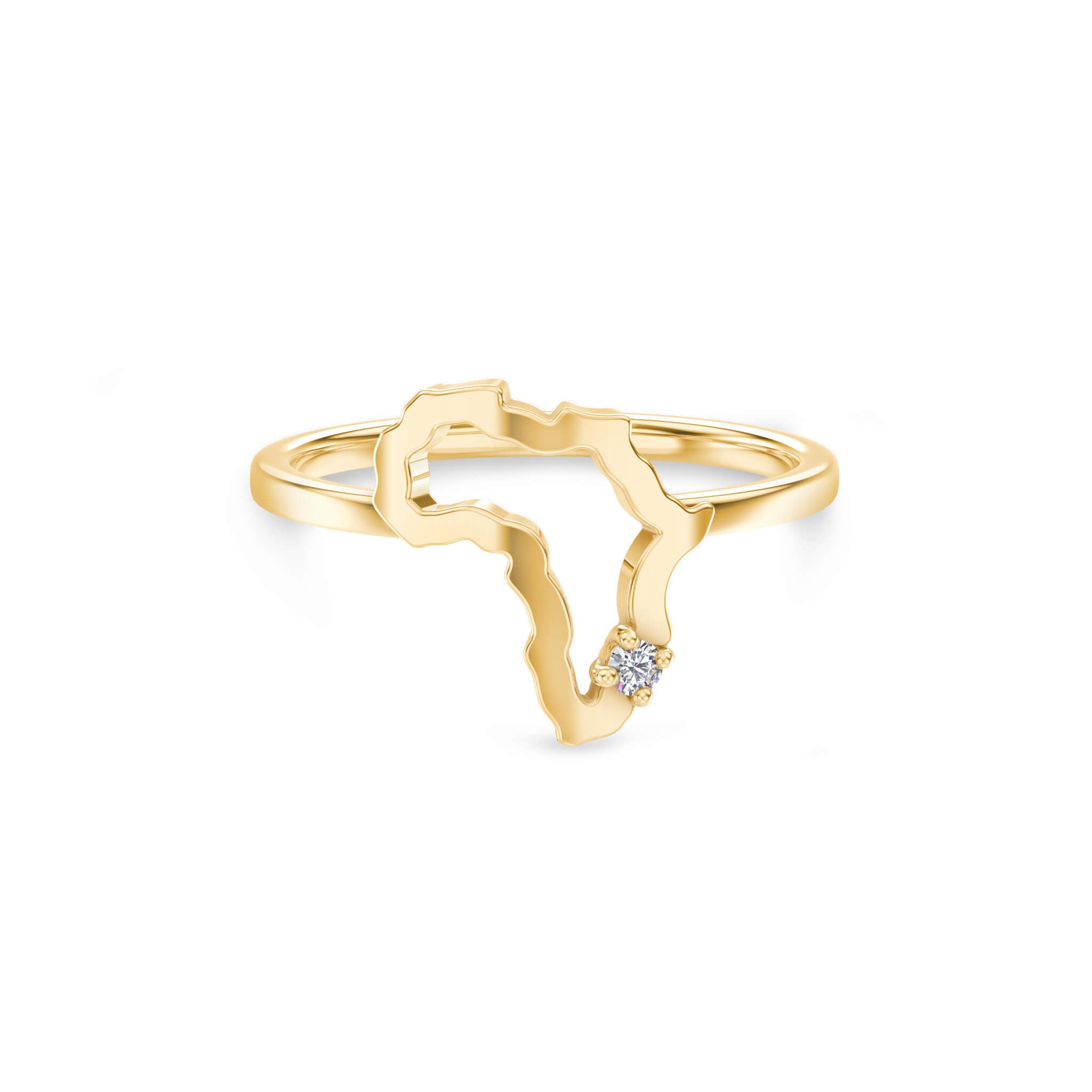 My Africa Small Diamond Ring 14K Yellow Gold Front View