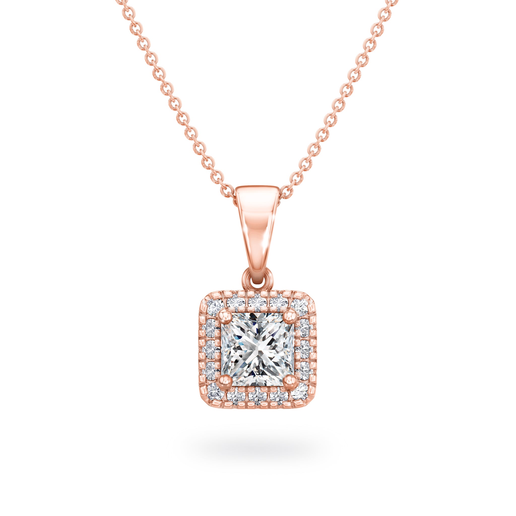 My Girl Diamond Halo Pendant 0.30 Carat In Rose Gold Front View