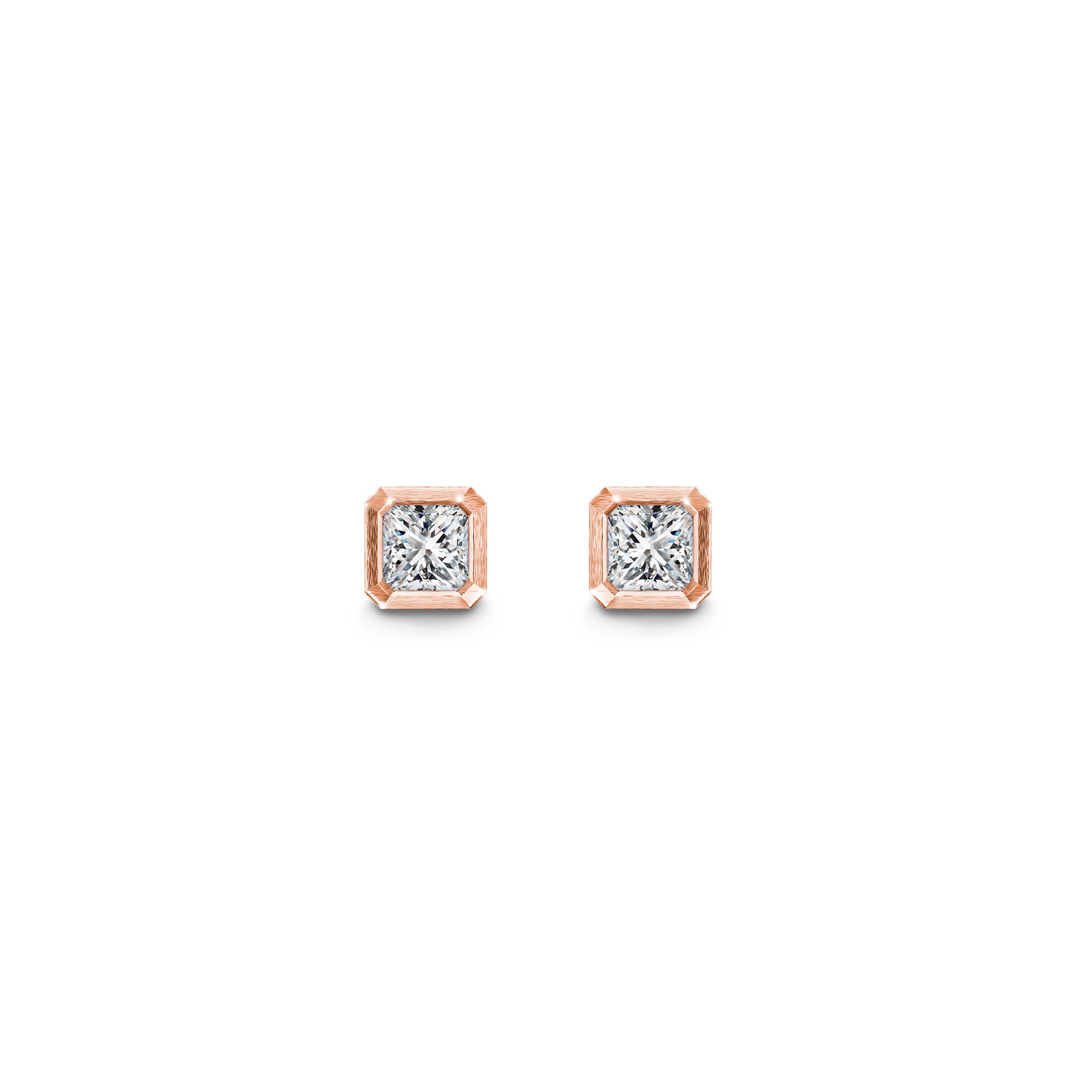 My Girl Diamond Solitaire Tube Set Earrings 0.27 Carat | Brushed 18K Rose Gold Shimansky