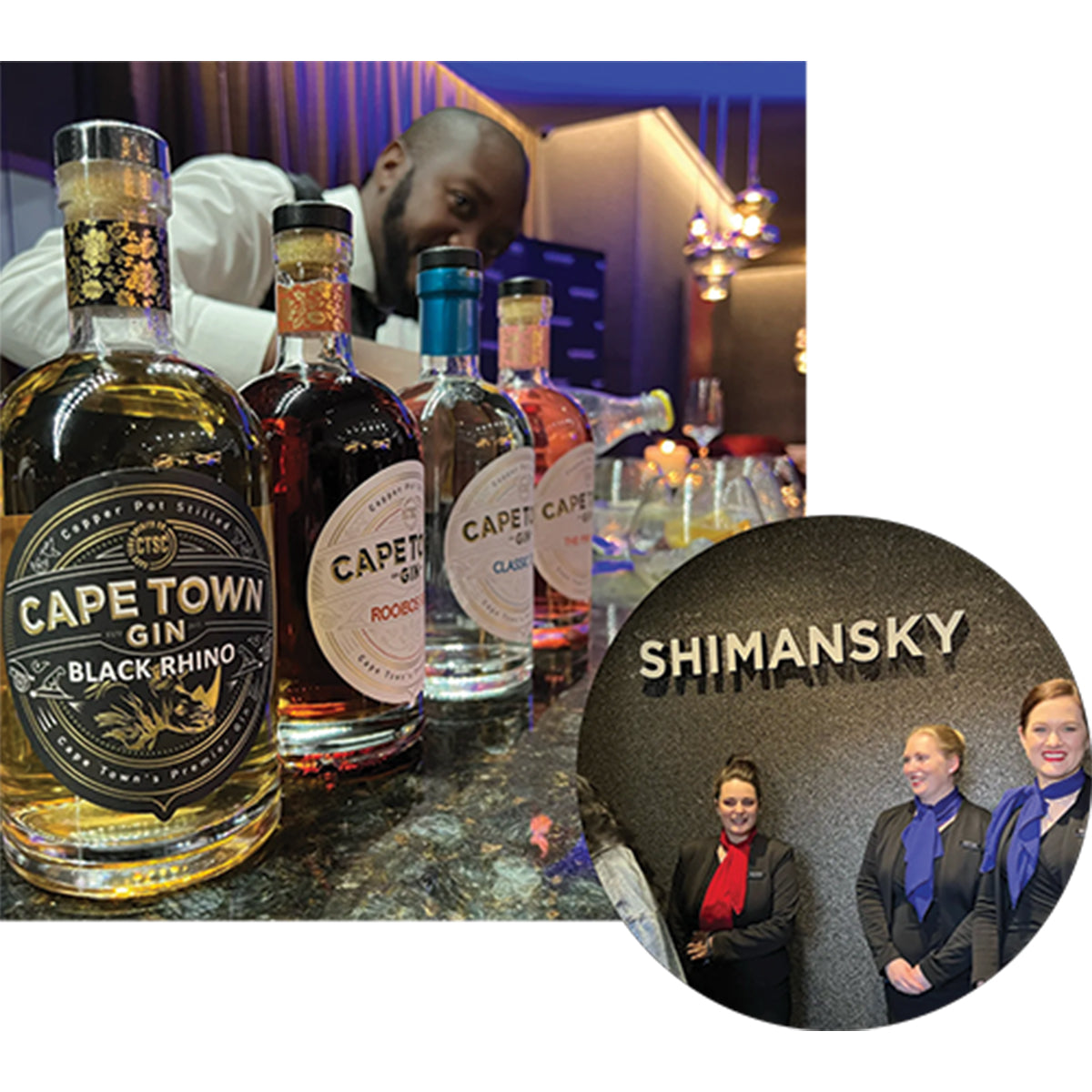 Shimansky Barman pouring luxury local Cape Town gins
