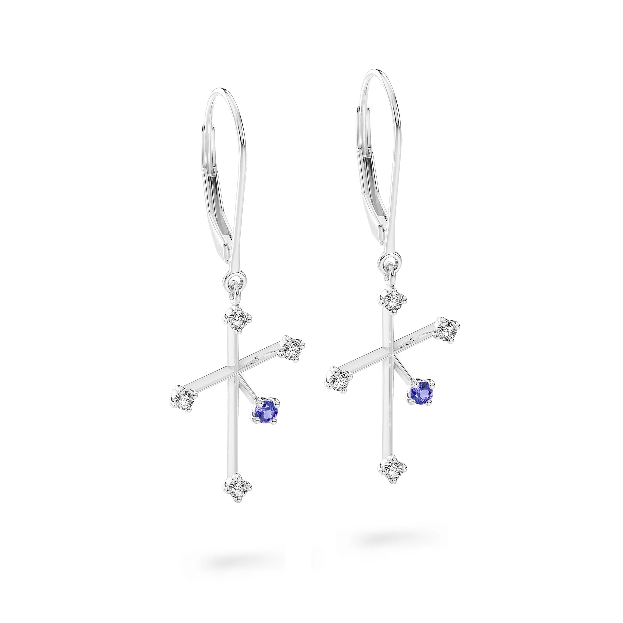Southern Cross Diamond and Tanzanite Drop Earrings