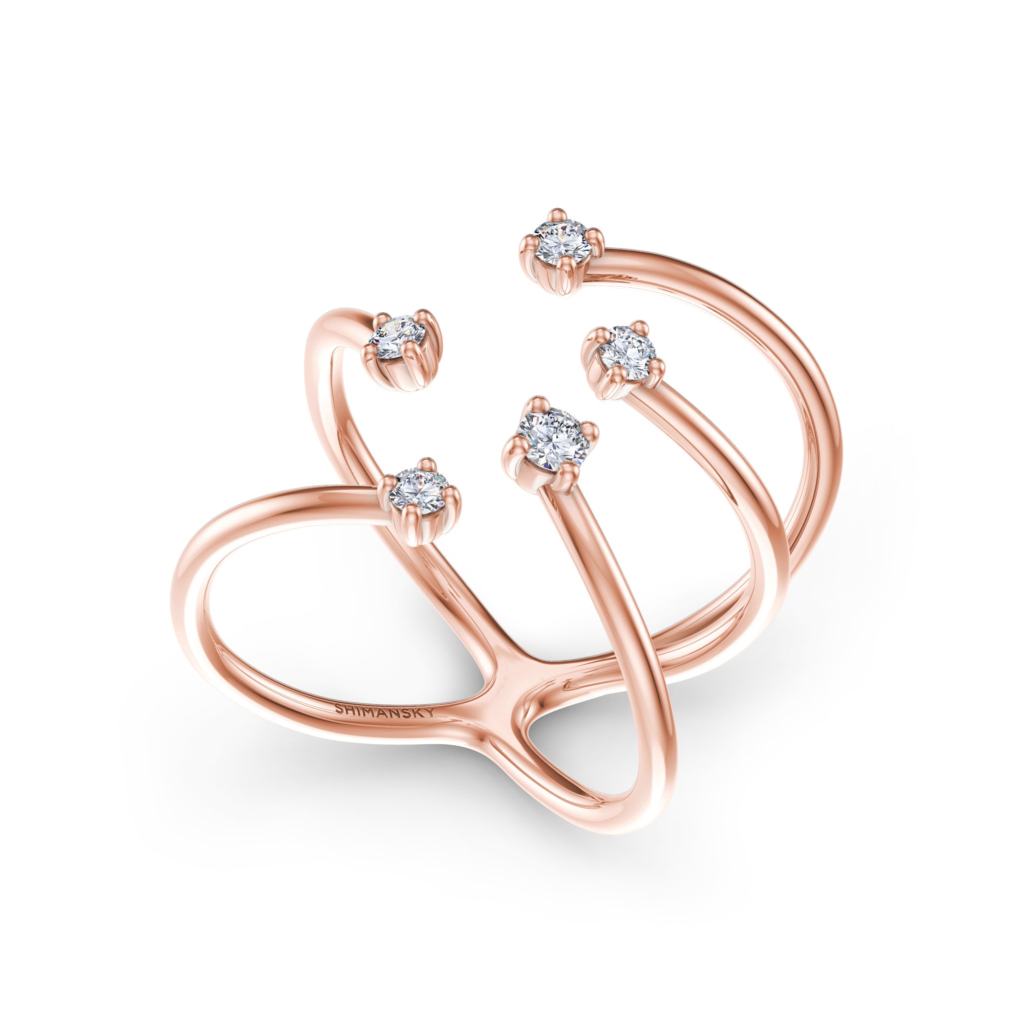 Shimansky - Southern Cross Large Diamond Ring Crafted in 14K Rose Gold