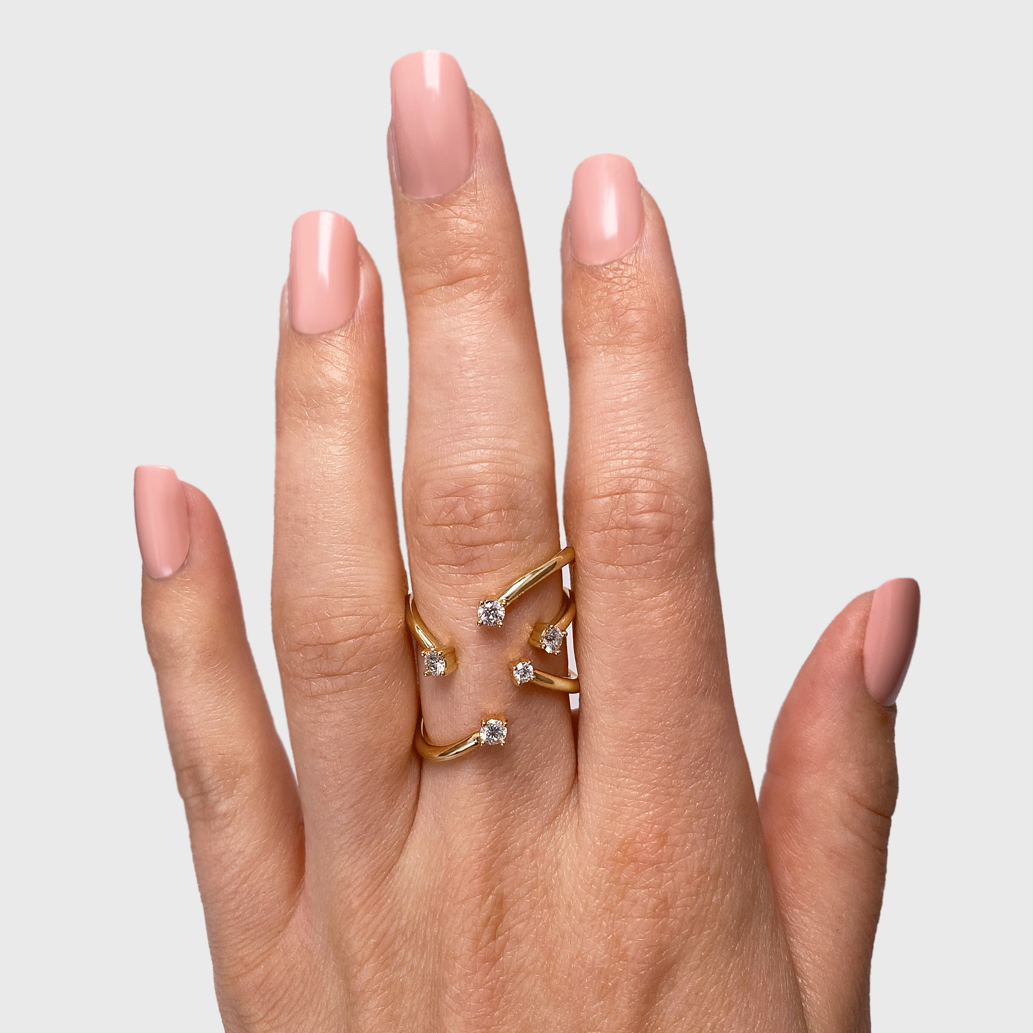 Shimansky - Women Wearing the Southern Cross Large Diamond Ring Crafted in 18K Yellow Gold