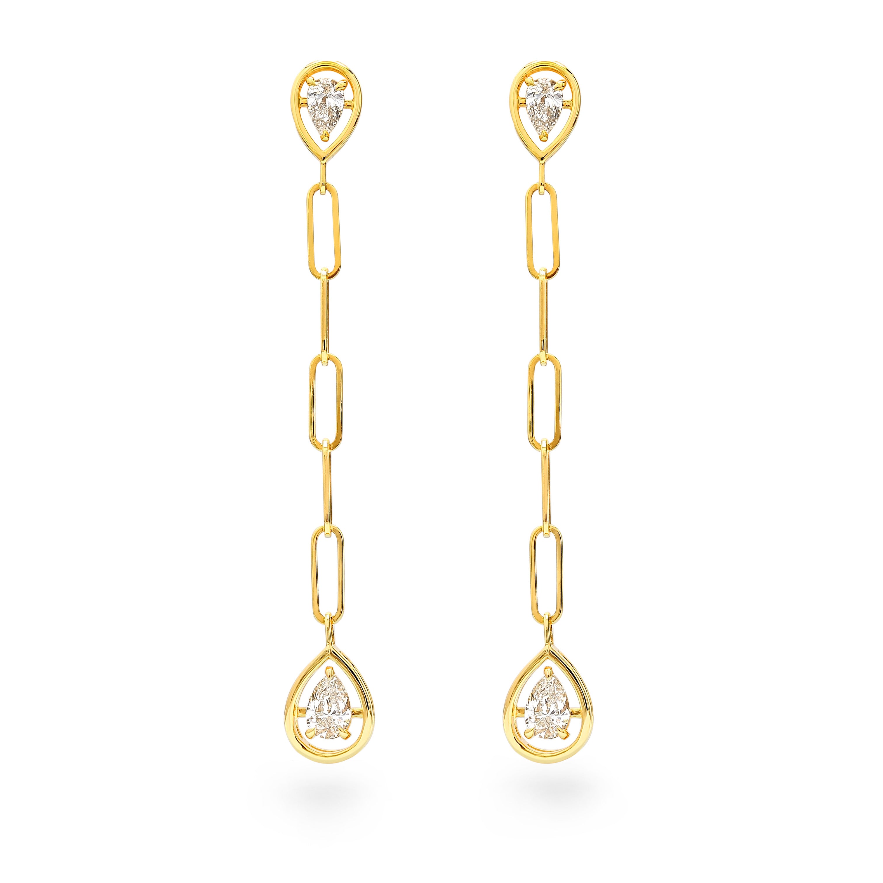 Shimansky - Saturn Pear Diamond Drop Earrings 0.70ct crafted in 14K Yellow Gold
