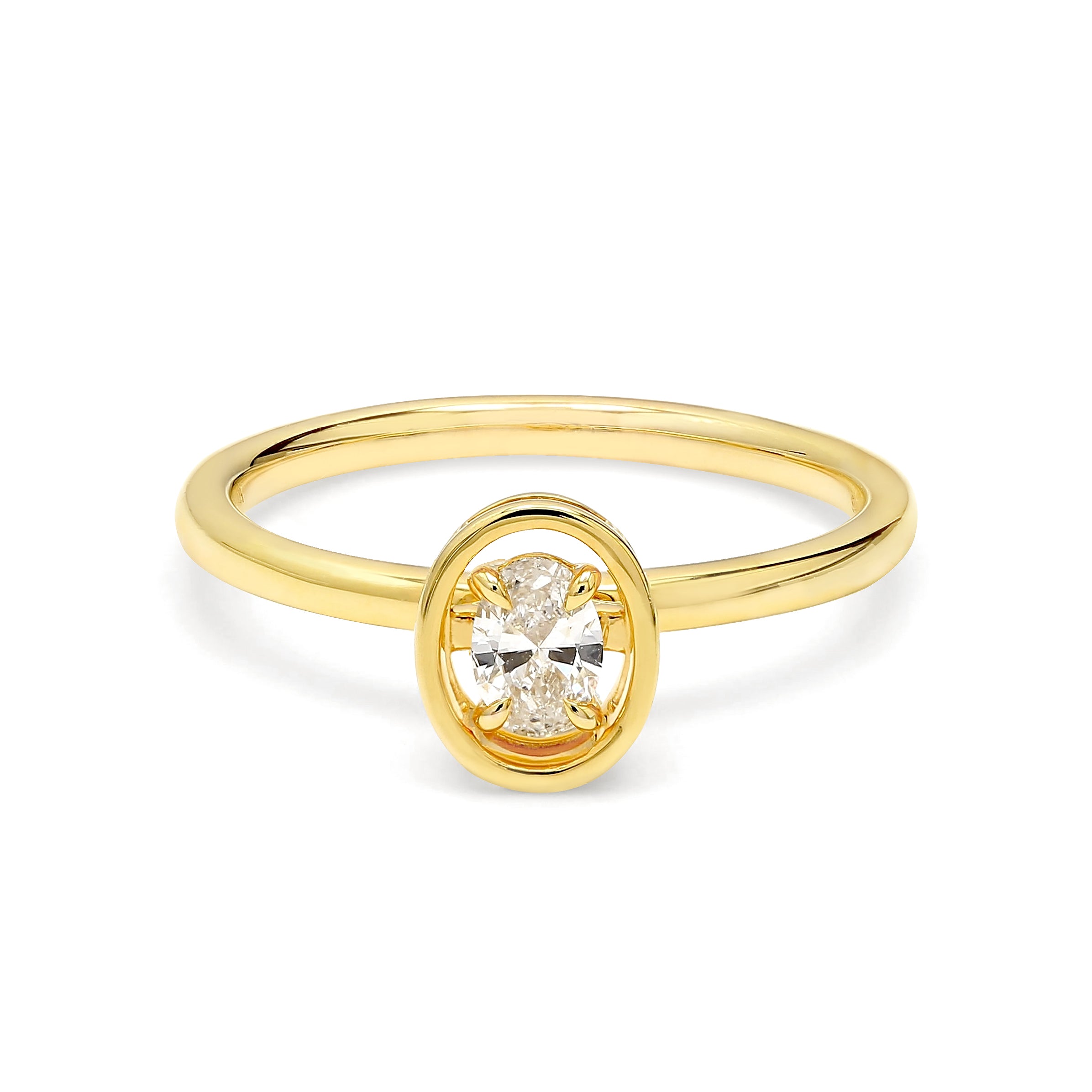 Shimansky - Saturn Oval Diamond Solitaire Ring 0.20ct crafted in 14K Yellow Gold