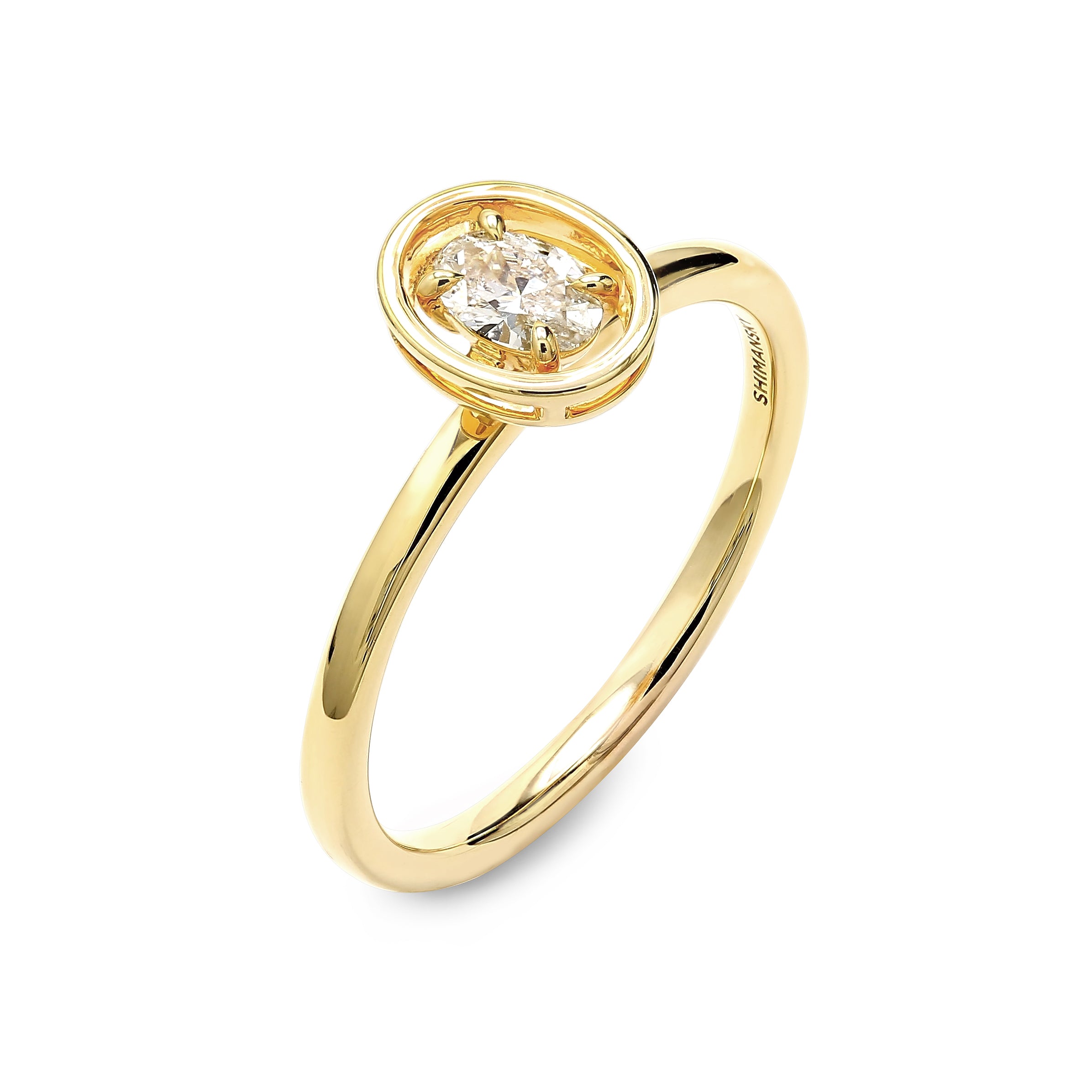Shimansky - Saturn Oval Diamond Solitaire Ring 0.20ct crafted in 14K Yellow Gold